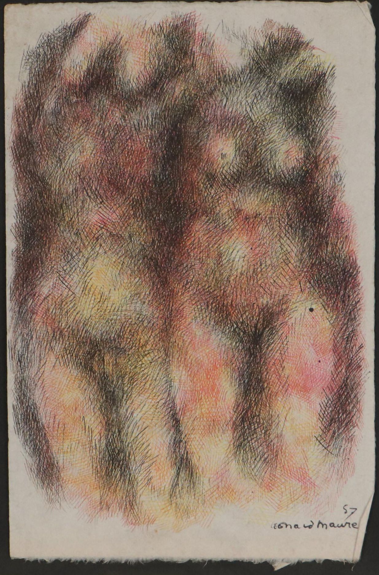 Leonard Maurer Ink Drawing of Nudes, 1957