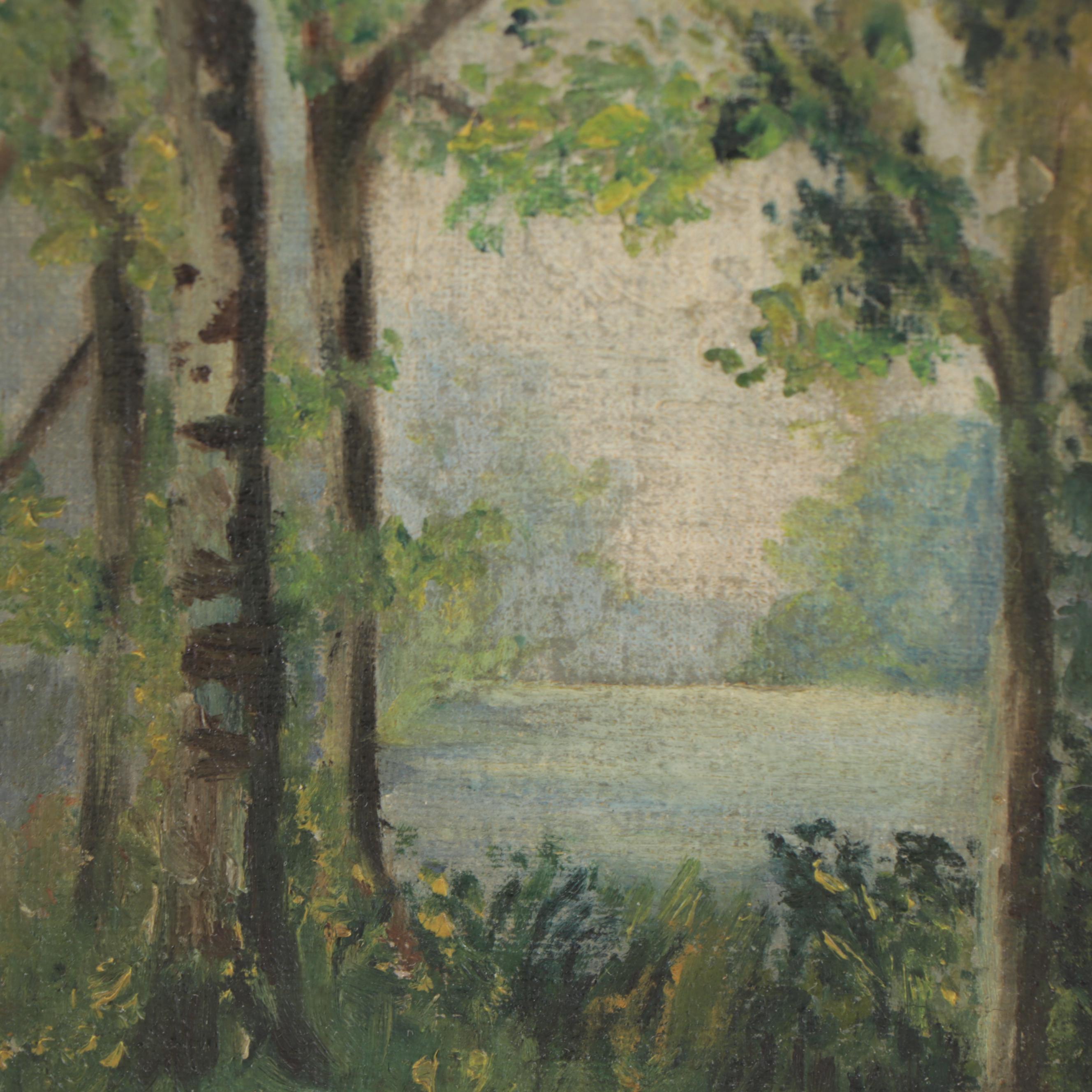 Forest Landscape Oil Paintings, Mid-20th Century