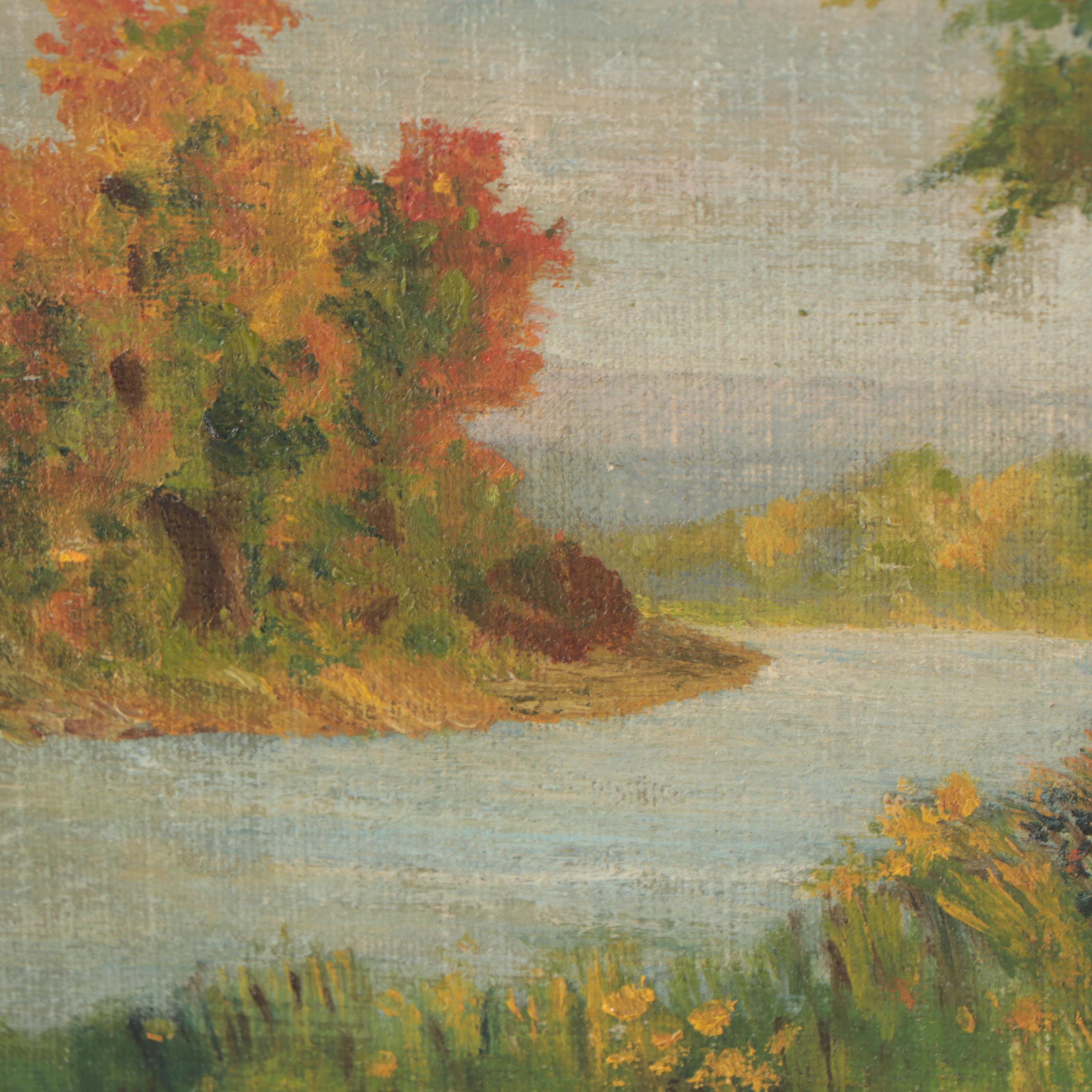 Forest Landscape Oil Paintings, Mid-20th Century