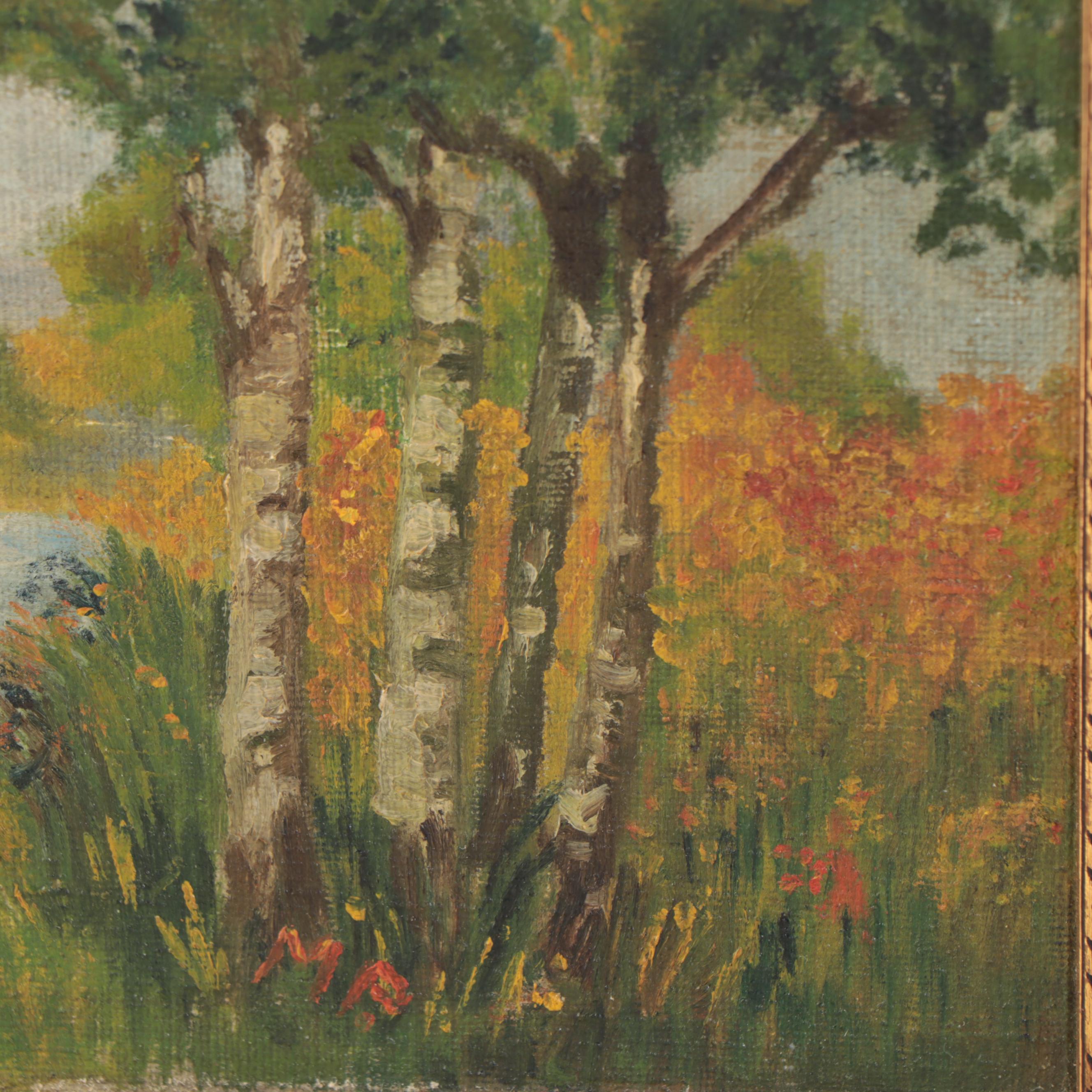 Forest Landscape Oil Paintings, Mid-20th Century