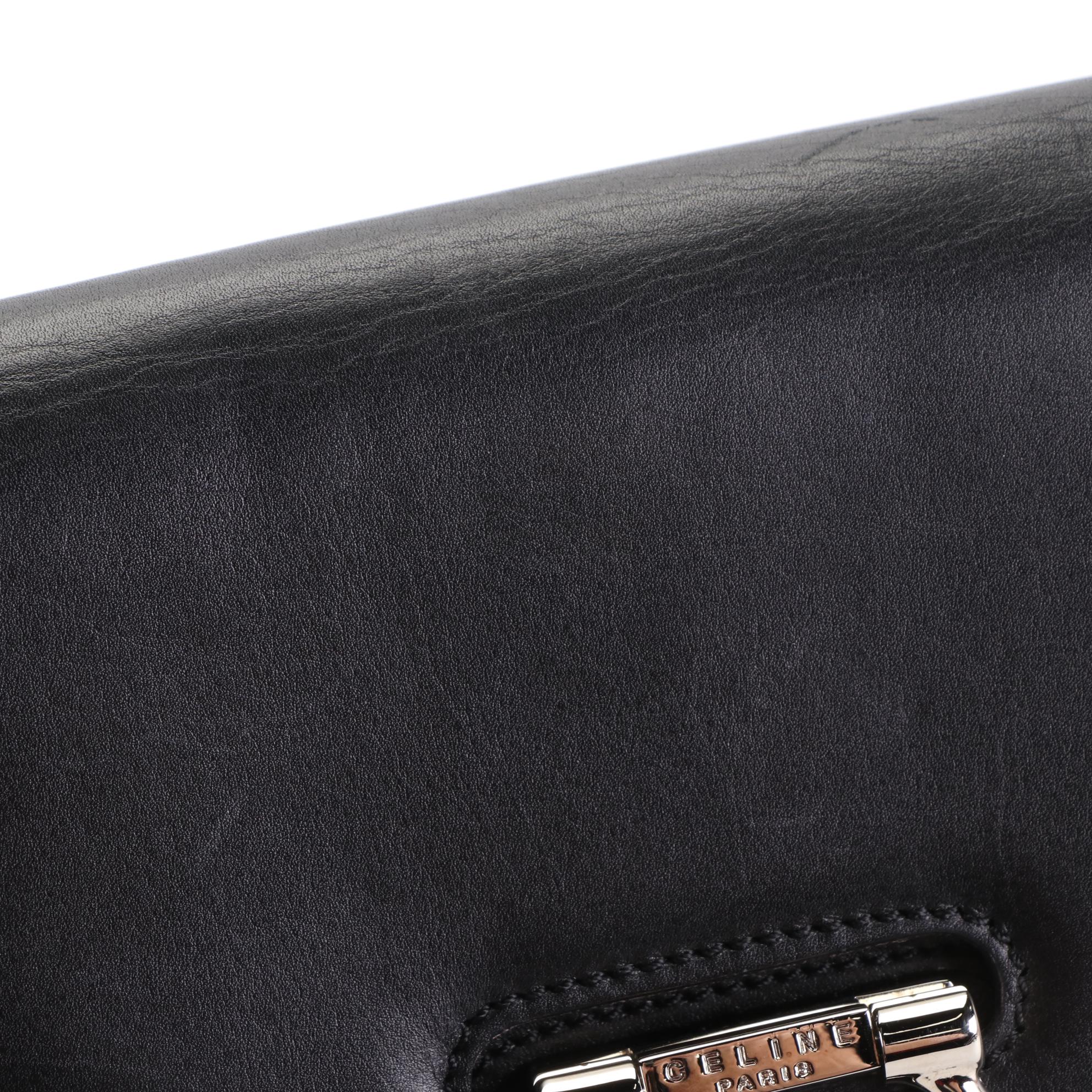 Celine Double Flap Backpack Bag in Black Calfskin Leather