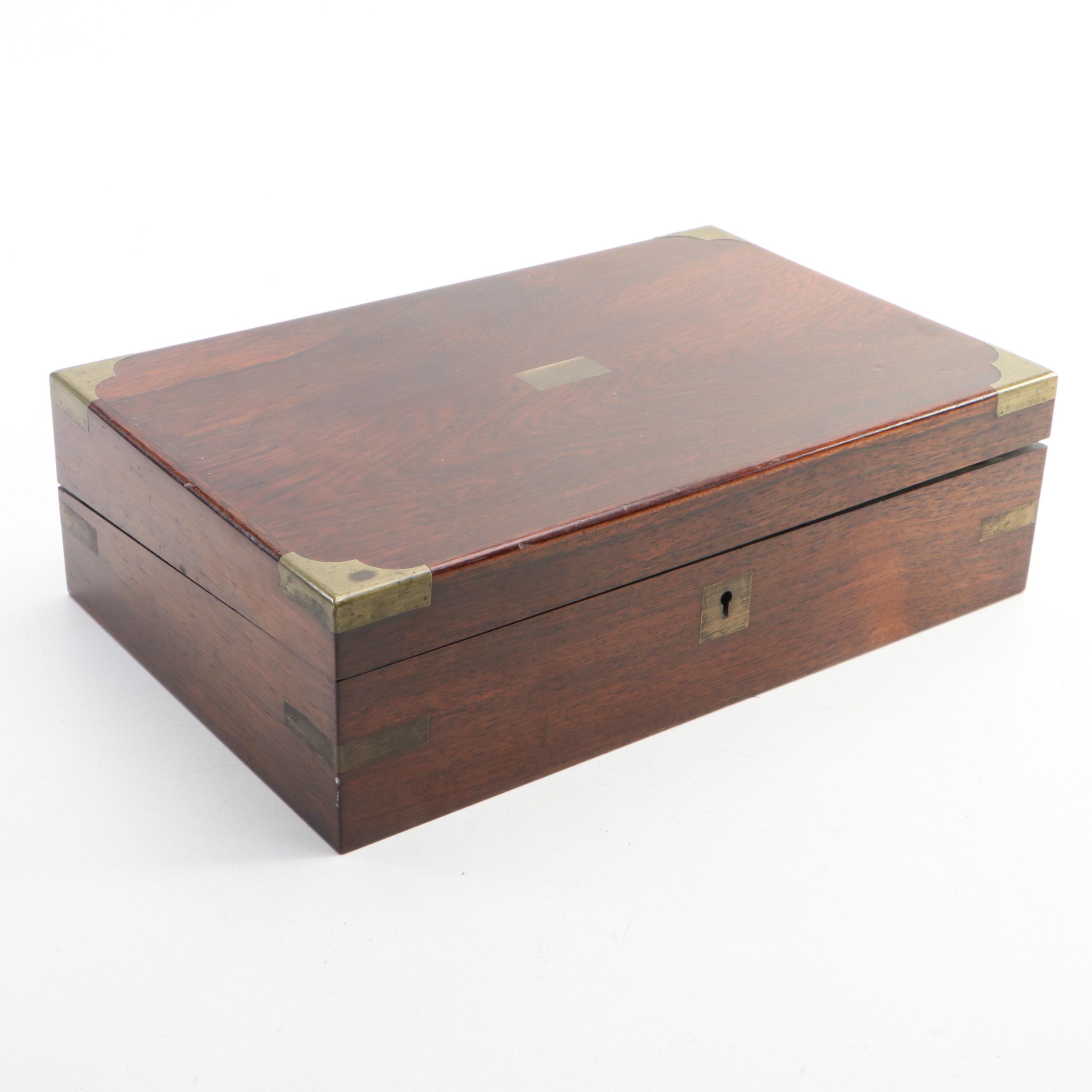 Victorian Brass-Mounted Rosewood Lap Desk, Late 19th Century