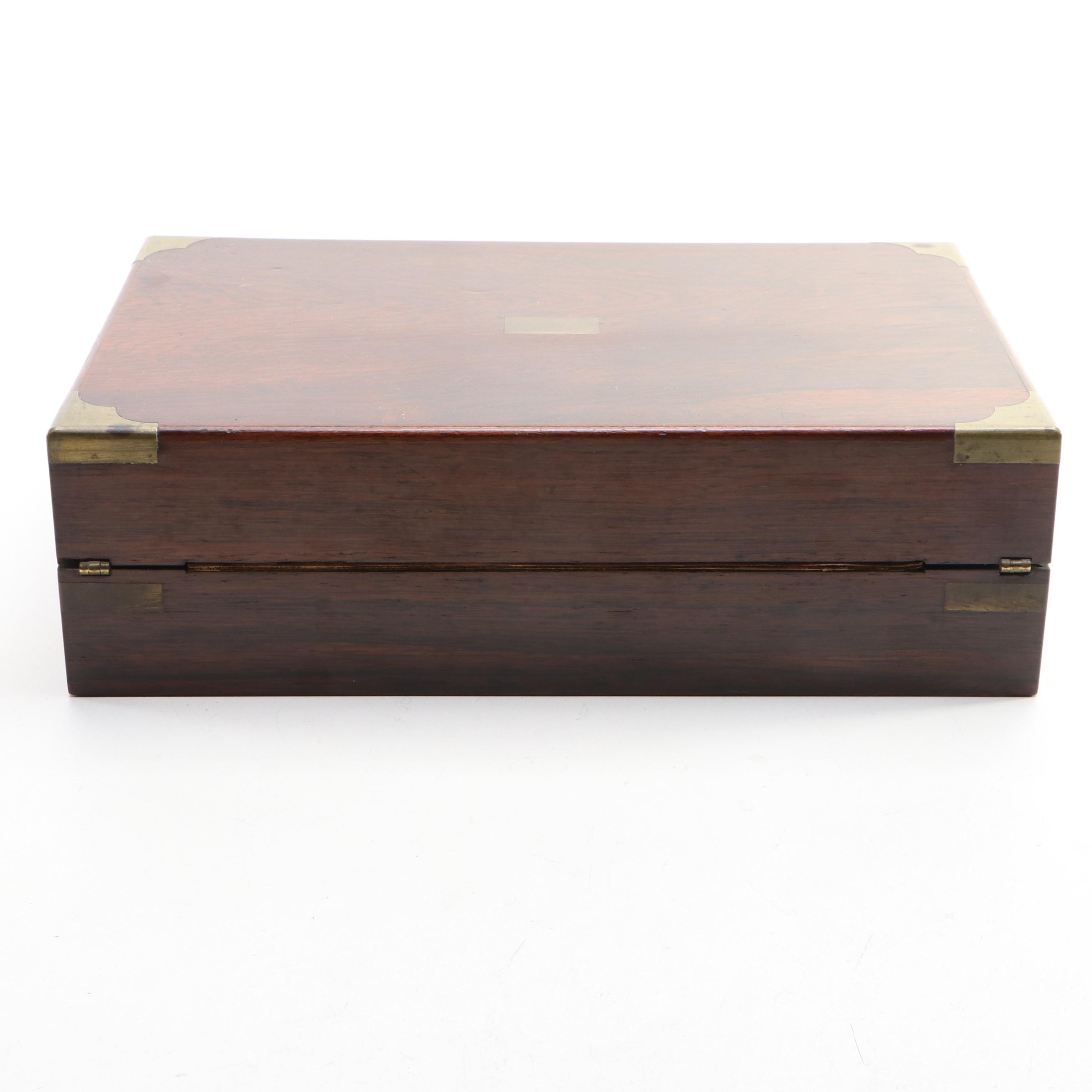 Victorian Brass-Mounted Rosewood Lap Desk, Late 19th Century