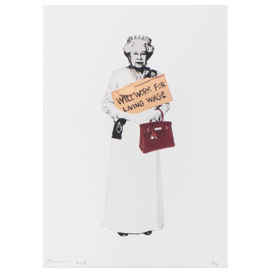 Death NYC Pop Art Graphic Print of Queen with Signage, 2019