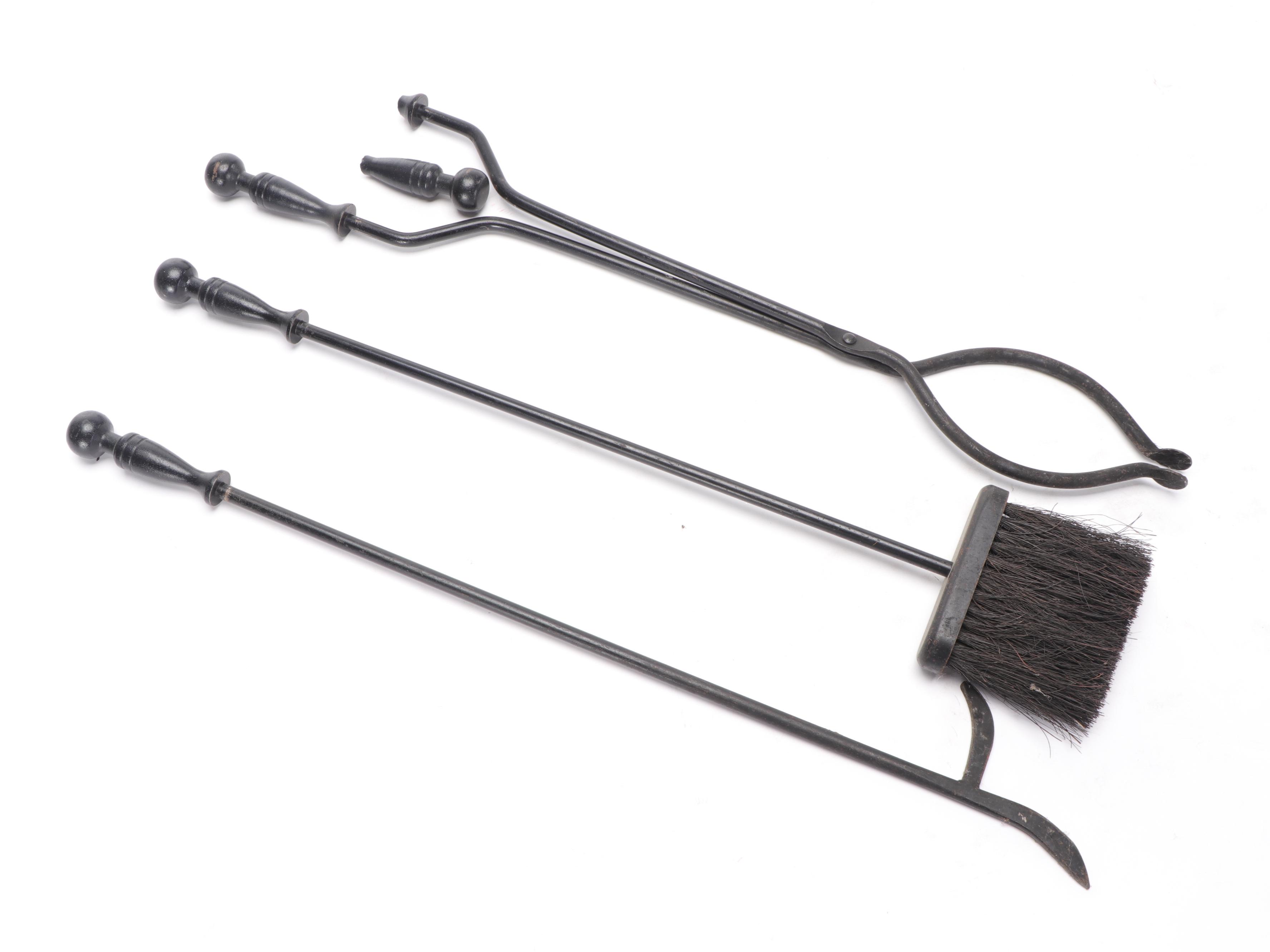 Black Wrought Iron Fireplace Screen and Other Fireplace Accessories