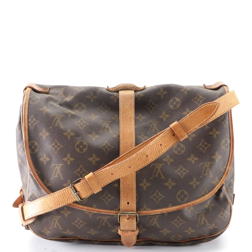 Louis Vuitton Saumur 35 in Monogram Canvas and Vachetta Leather