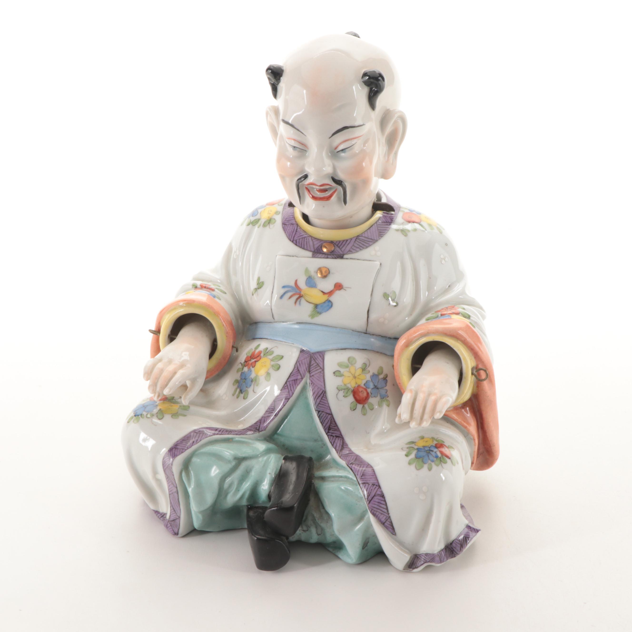 Carl Thieme Potschappel Dresden Porcelain Pagoda Nodders, Early 20th C.