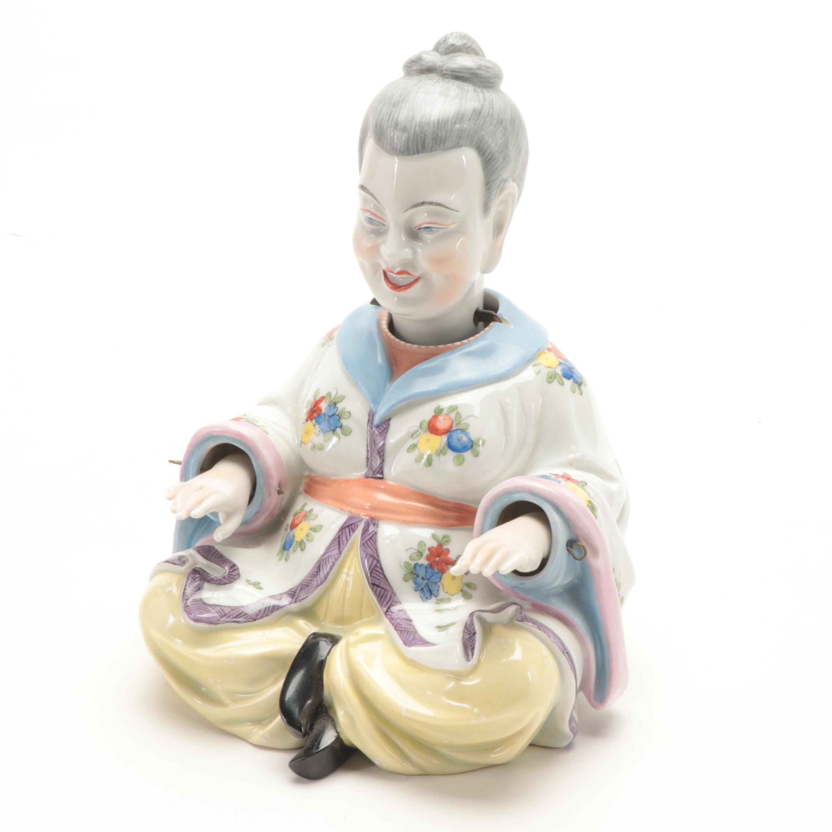 Carl Thieme Potschappel Dresden Porcelain Pagoda Nodders, Early 20th C.