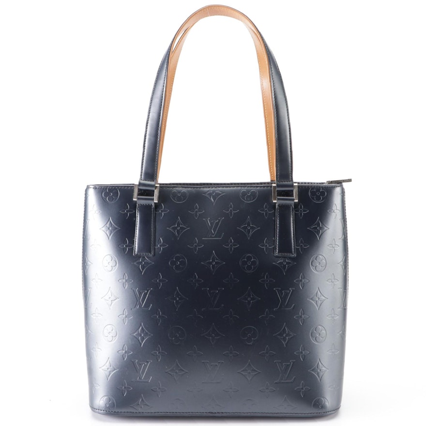 Louis Vuitton Stockton Bag in Blue Monogram Mat and Vachetta Leather