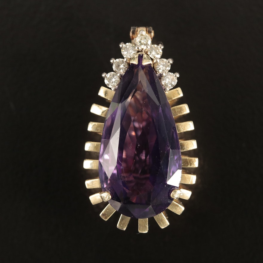 14K Amethyst and Diamond Enhancer Pendant