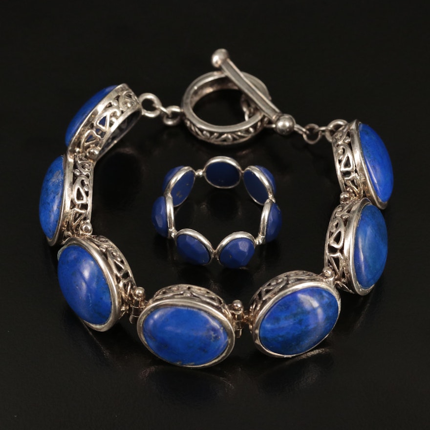 Sterling Lapis Lazuli Bracelet and Ring