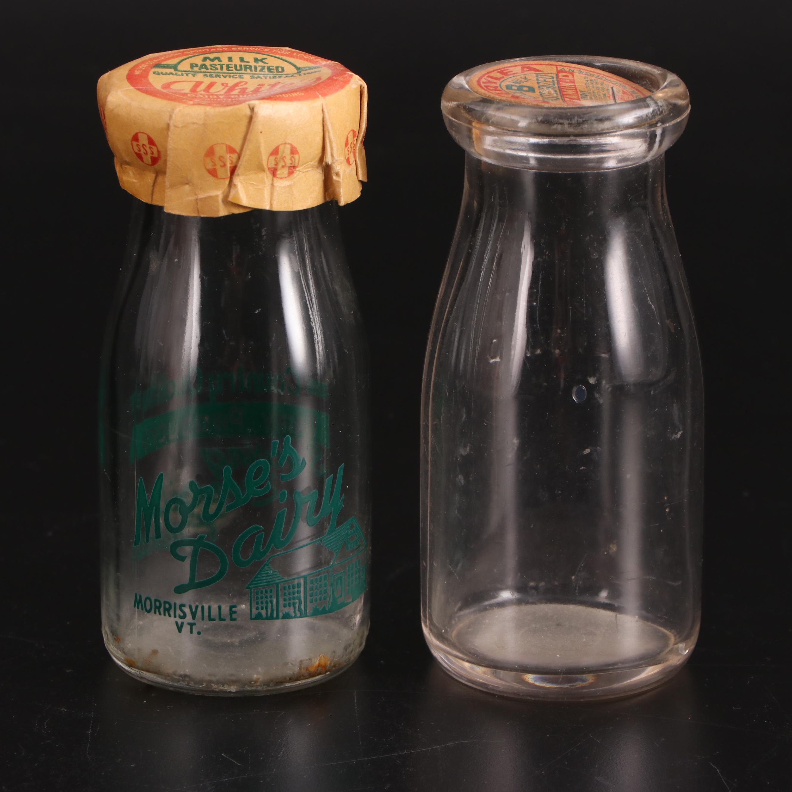 Barney's Dairy, Ethan Allen, Pleasant Valley with Other Glass Dairy Bottles