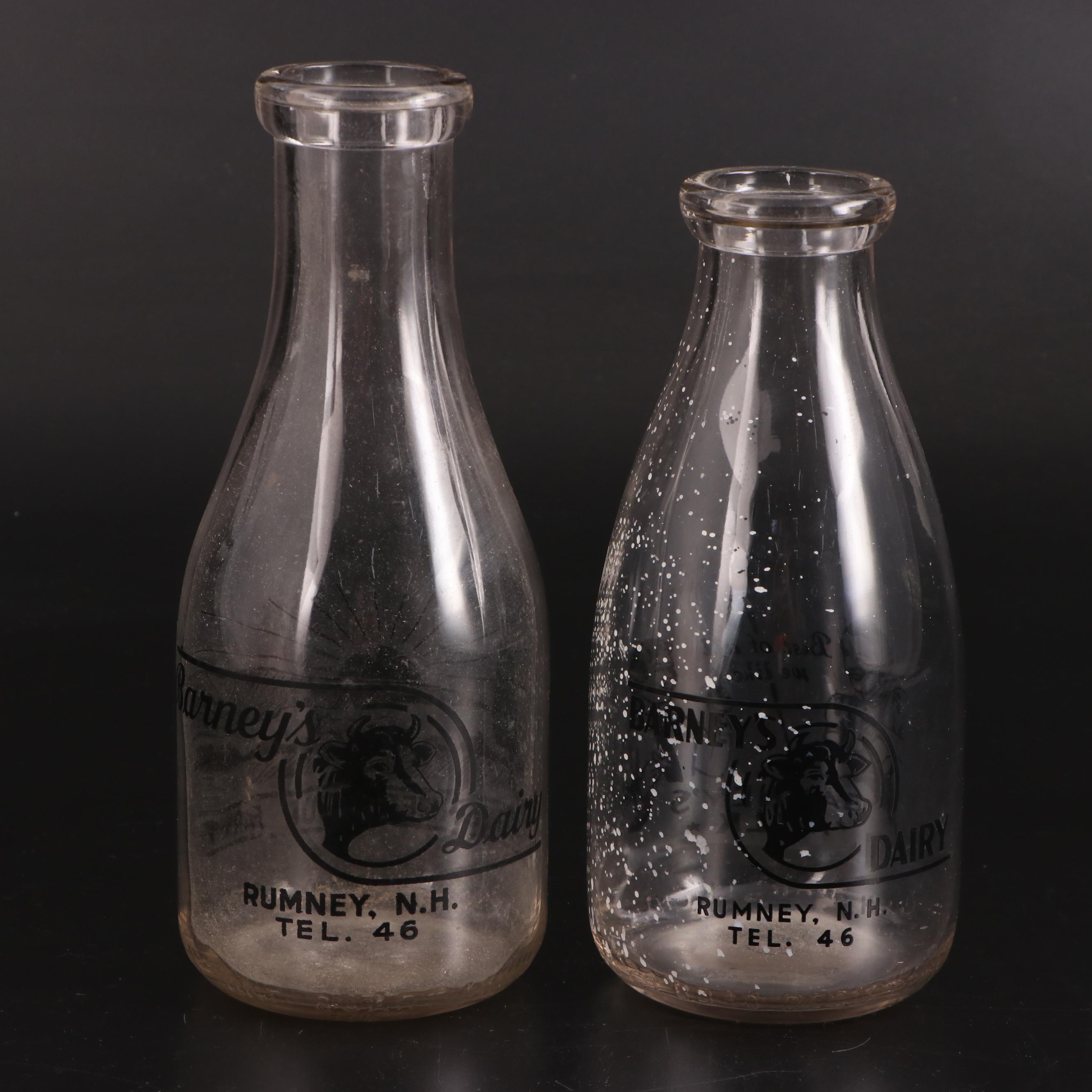 Barney's Dairy, Ethan Allen, Pleasant Valley with Other Glass Dairy Bottles