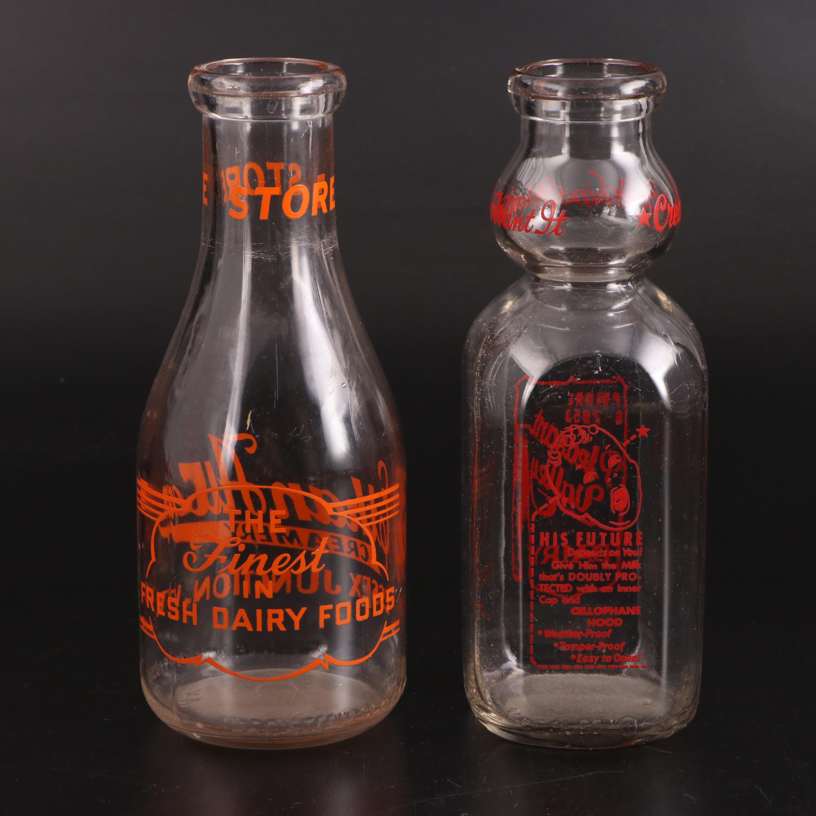 Barney's Dairy, Ethan Allen, Pleasant Valley with Other Glass Dairy Bottles