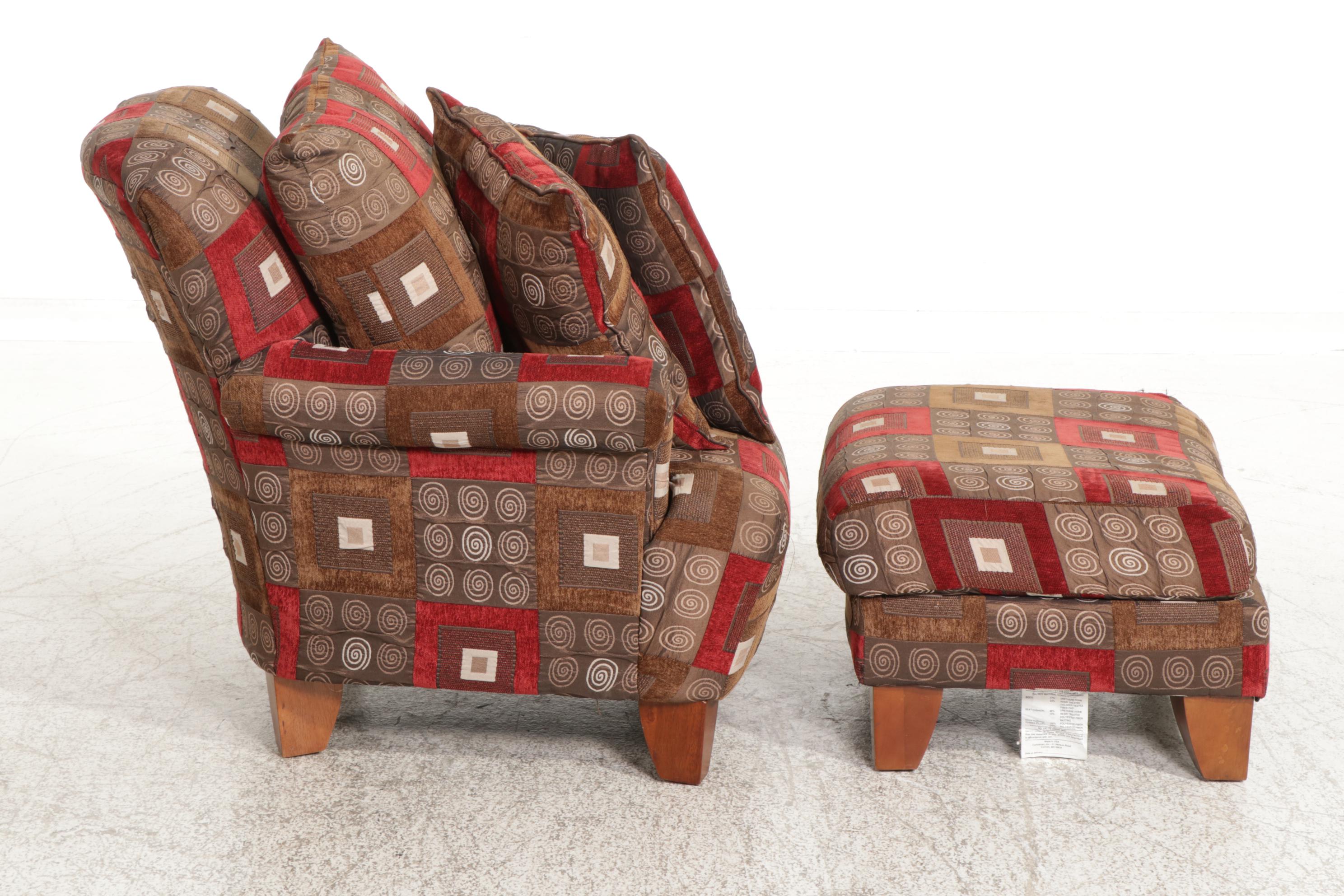 Corinthian Inc. for FrontRoom Furnishings Upholstered Armchair and Ottoman