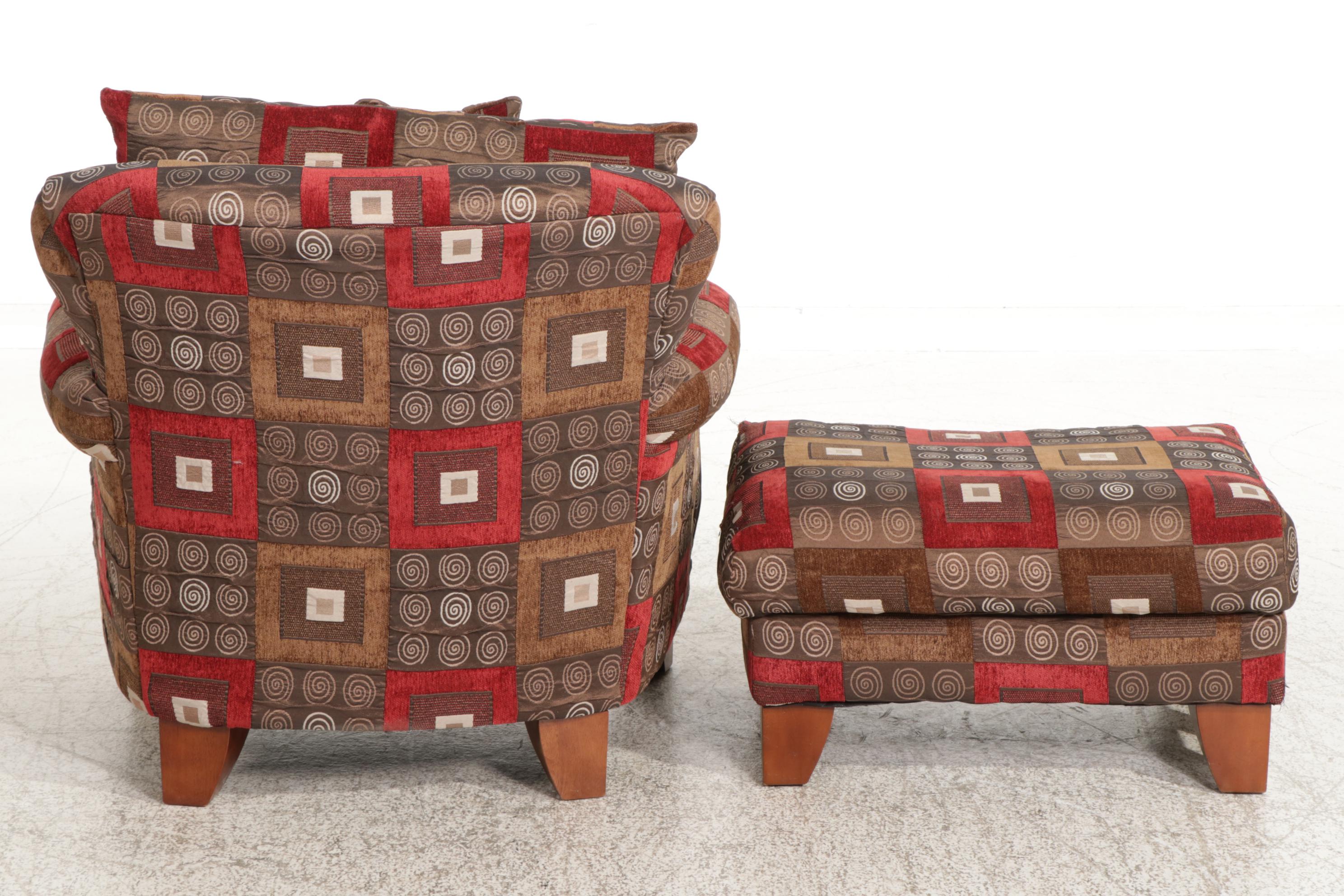 Corinthian Inc. for FrontRoom Furnishings Upholstered Armchair and Ottoman