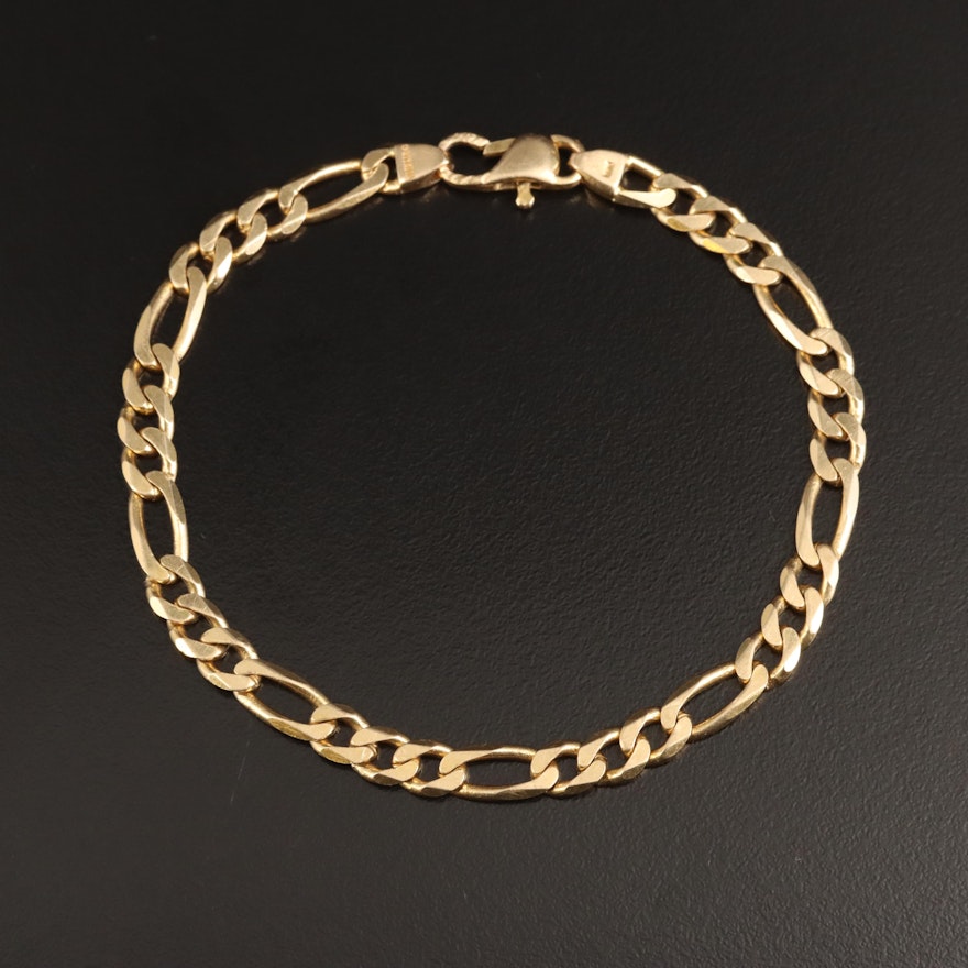 Italian 14K Figaro Chain Bracelet