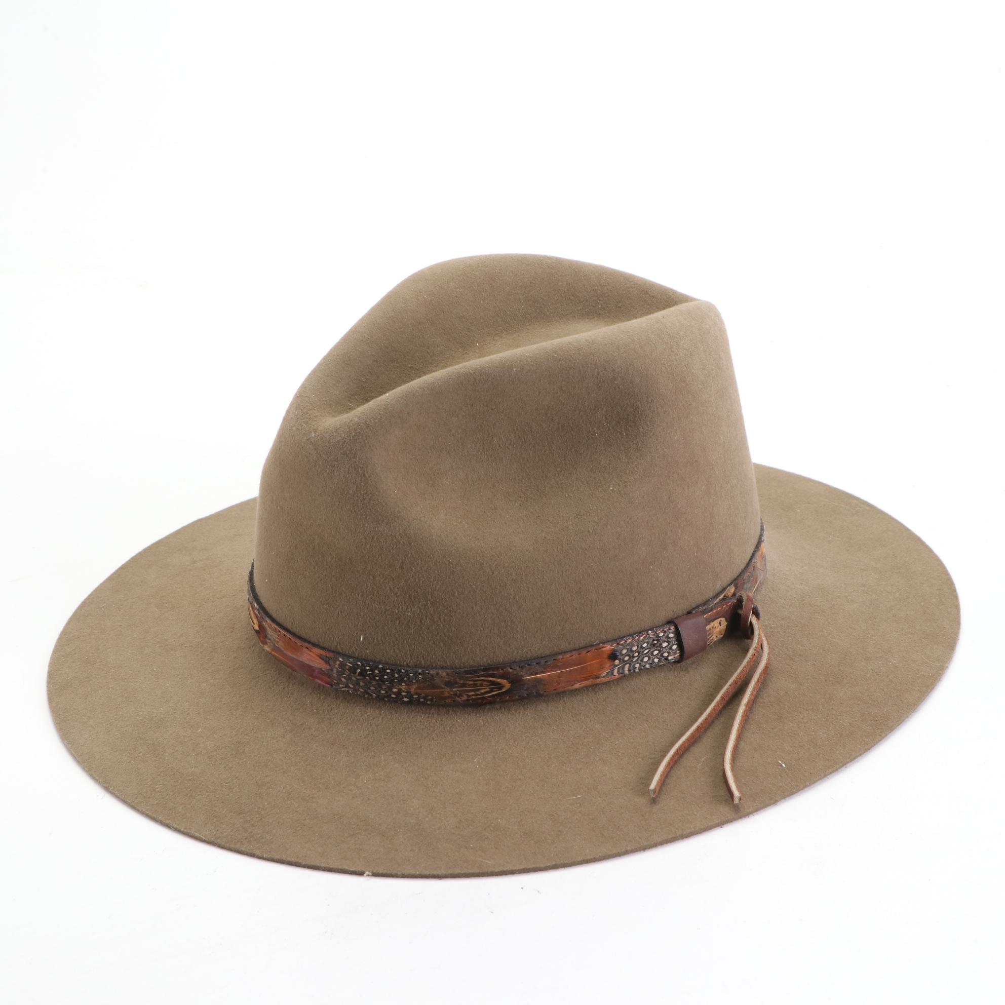 Bailey Pinched Front Western Hat and Cattleman Hat with Pins in Wool Felt