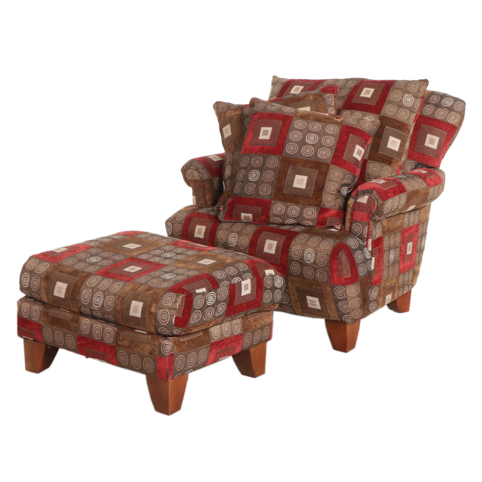 Corinthian Inc. for FrontRoom Furnishings Upholstered Armchair and Ottoman