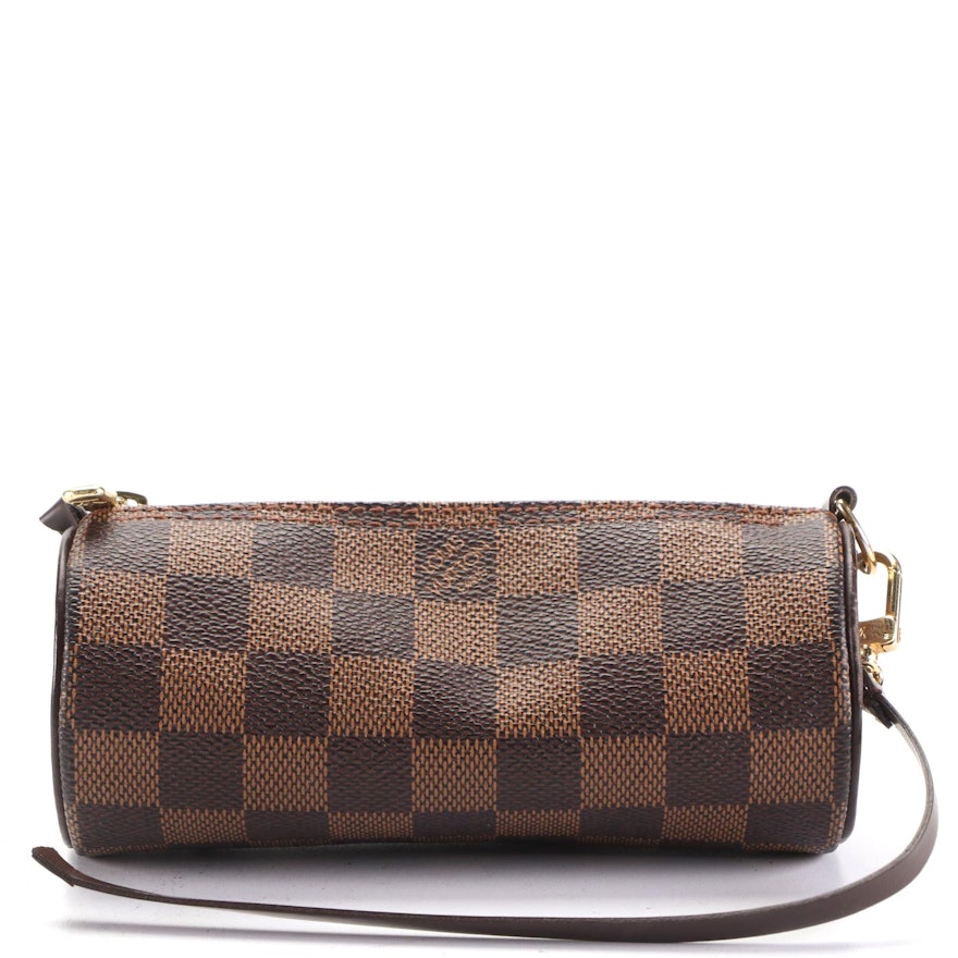 Louis Vuitton Papillon Zip Pochette in Damier Ébène Canvas and Brown Leather