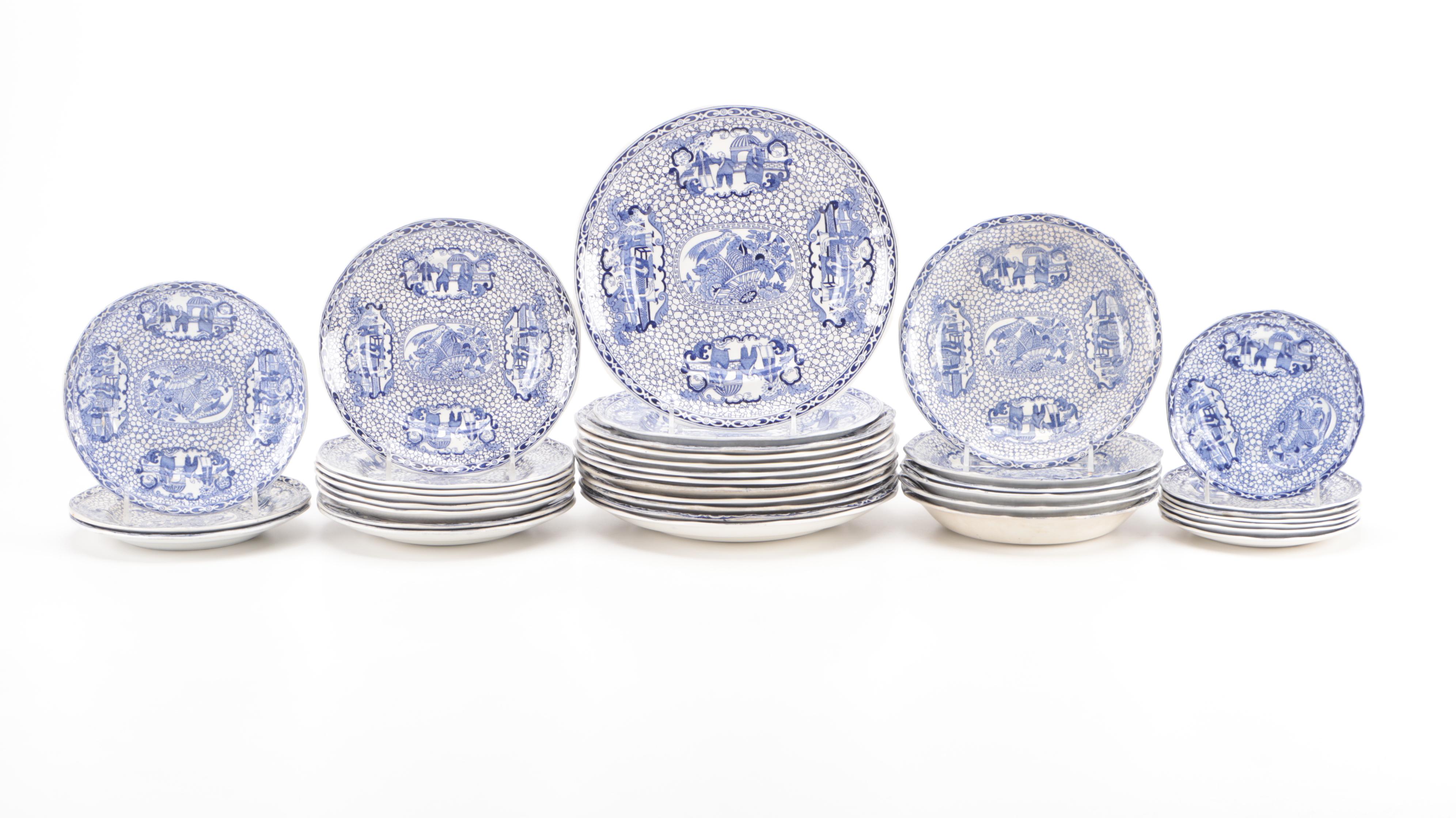 William Adams "Chinese Bird" Ironstone Dinnerware, 20th Century