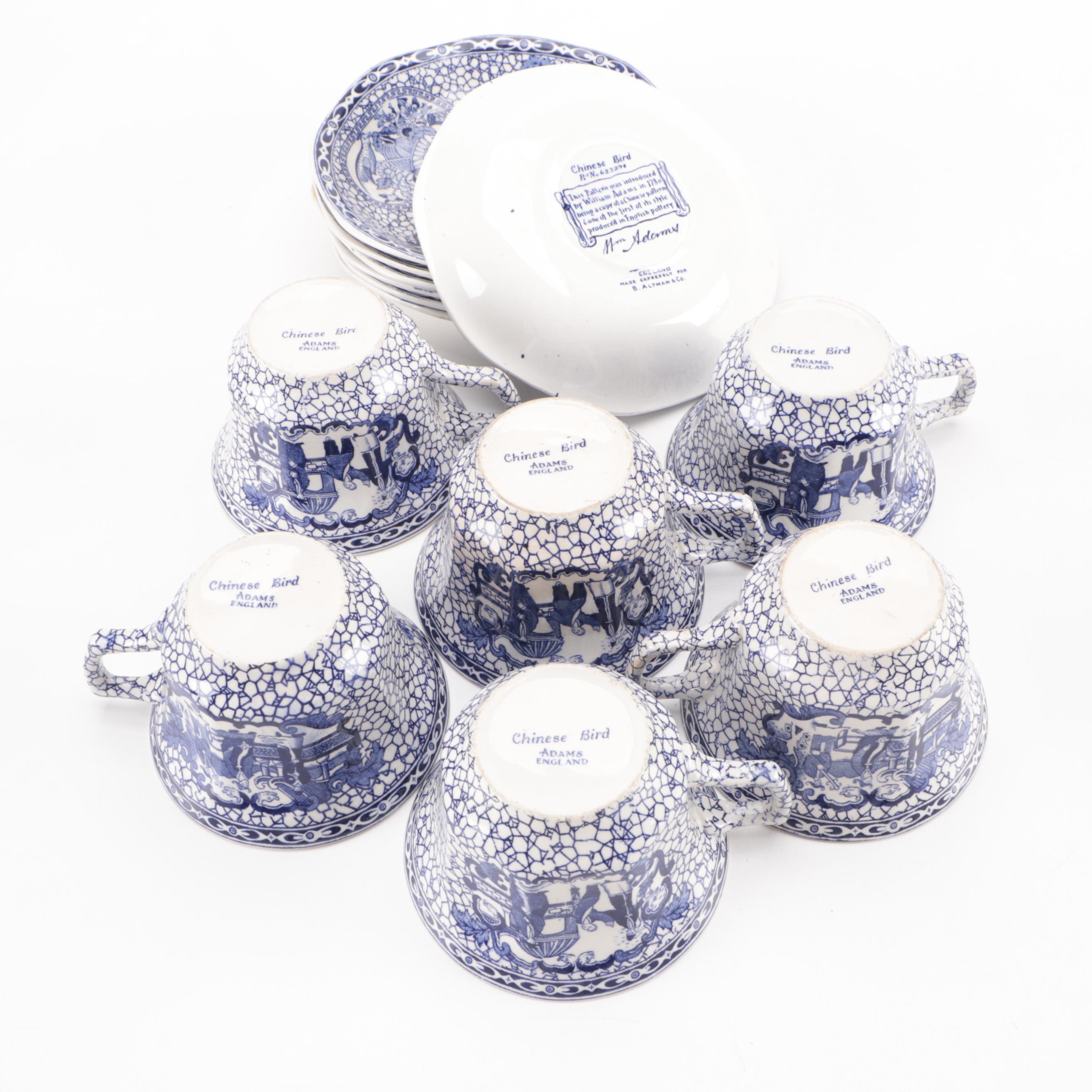 William Adams "Chinese Bird" Ironstone Dinnerware, 20th Century