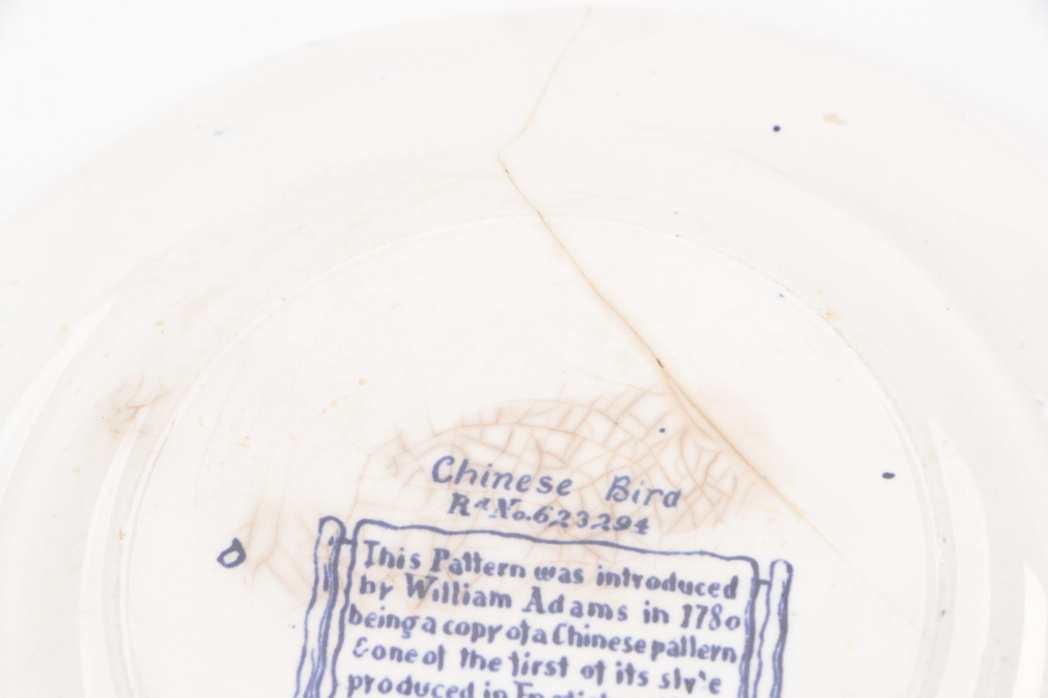 William Adams "Chinese Bird" Ironstone Dinnerware, 20th Century