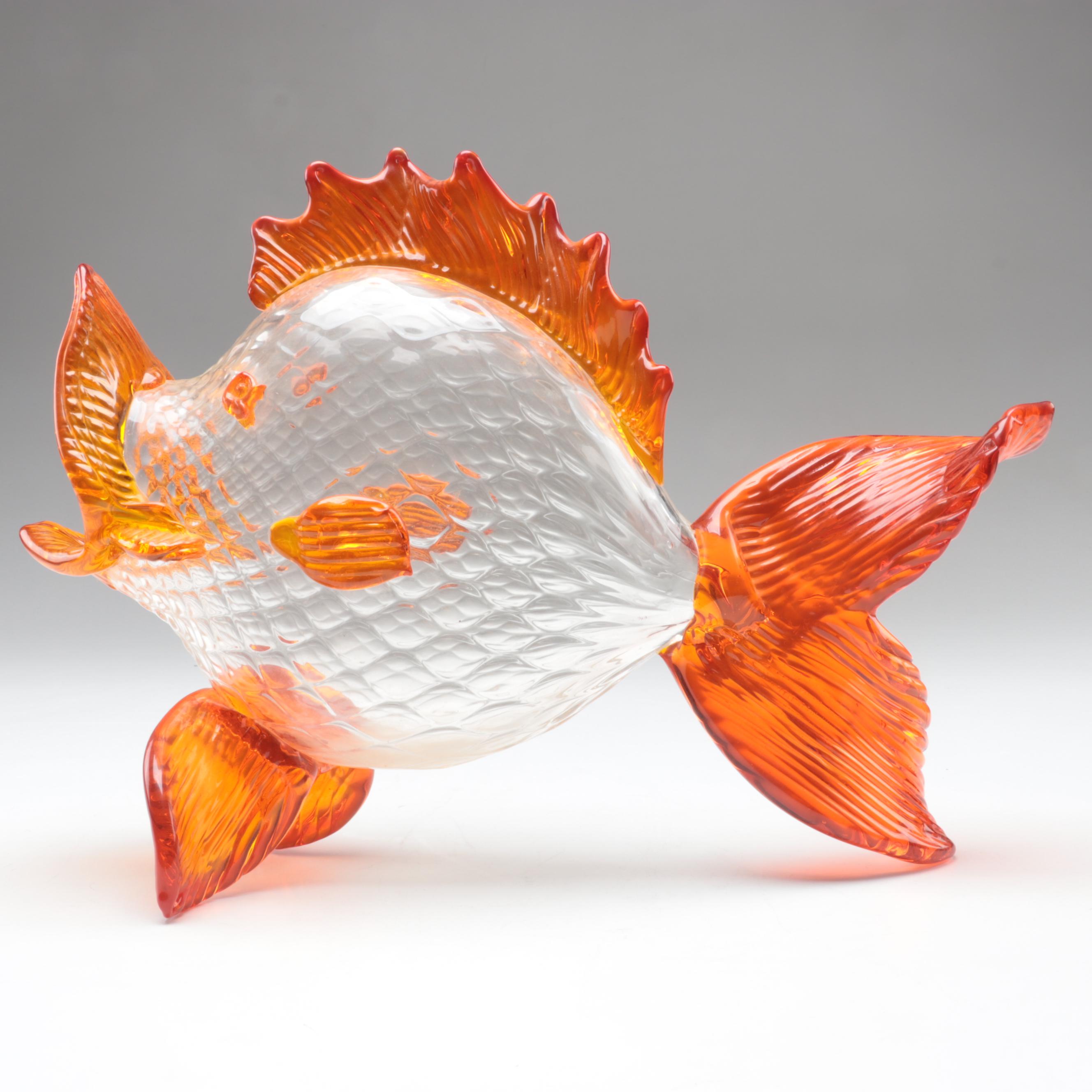 Handblown Art Glass Fish Vase