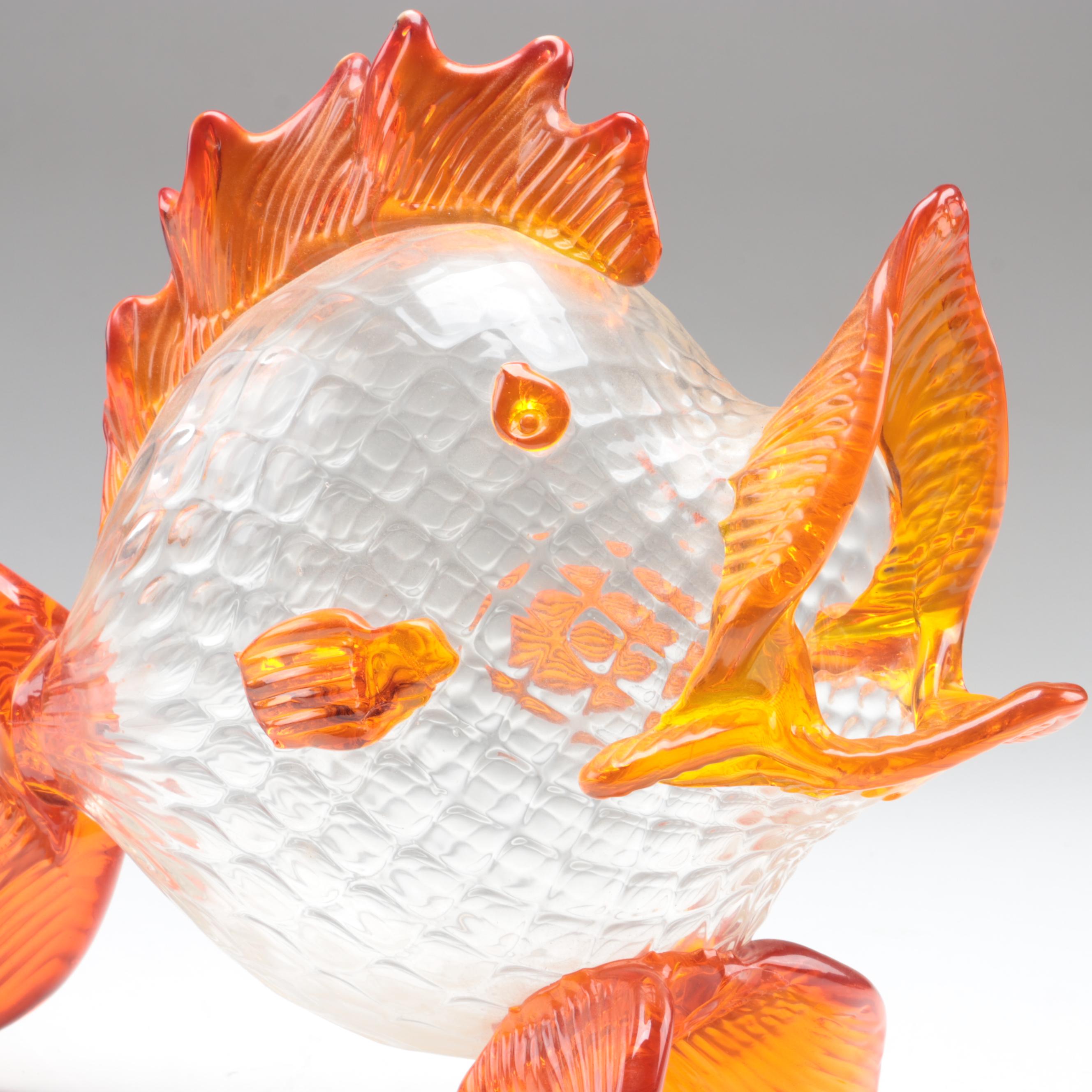 Handblown Art Glass Fish Vase