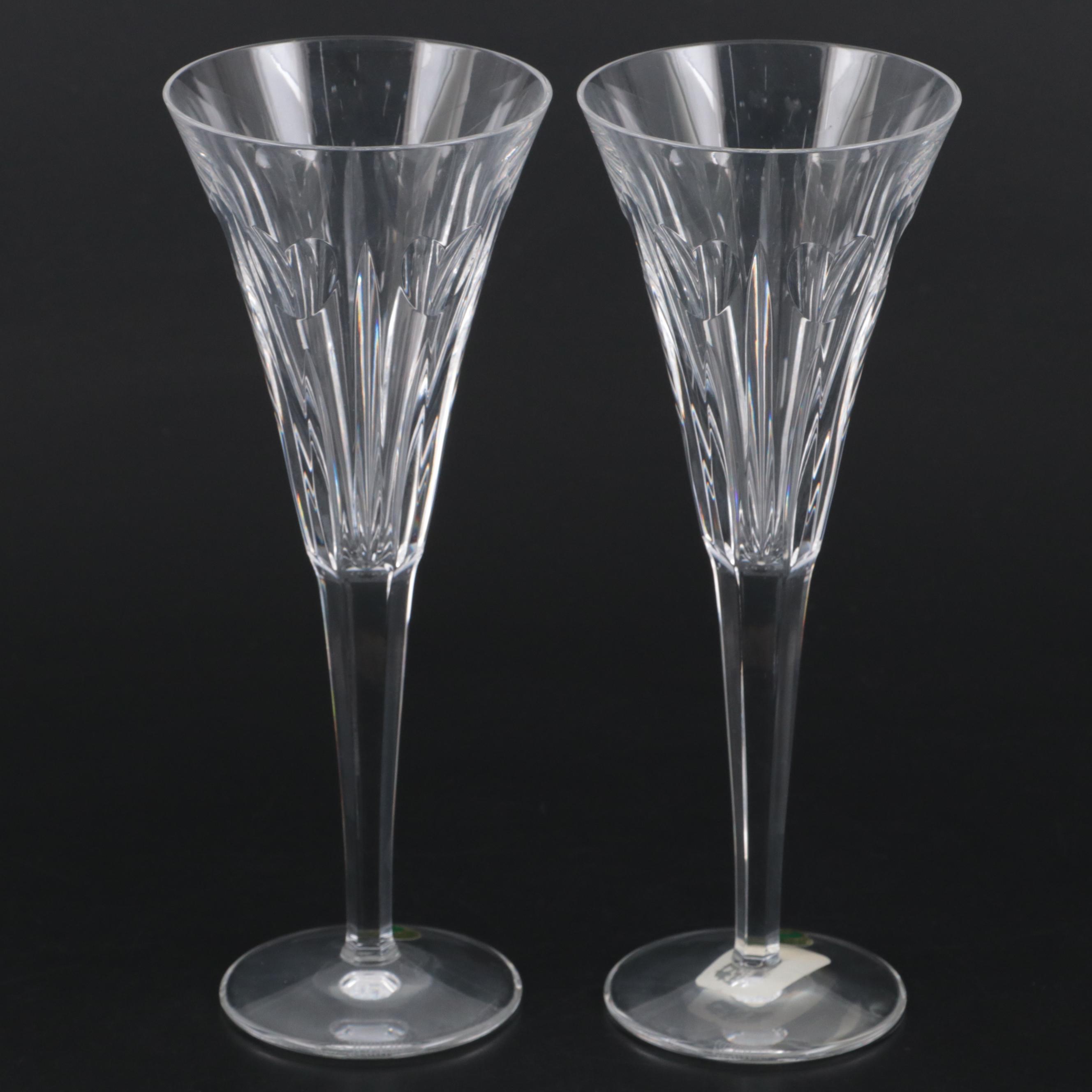 Waterford Crystal "Millennium Series" "Love" Toasting Fluted Champagne Glasses