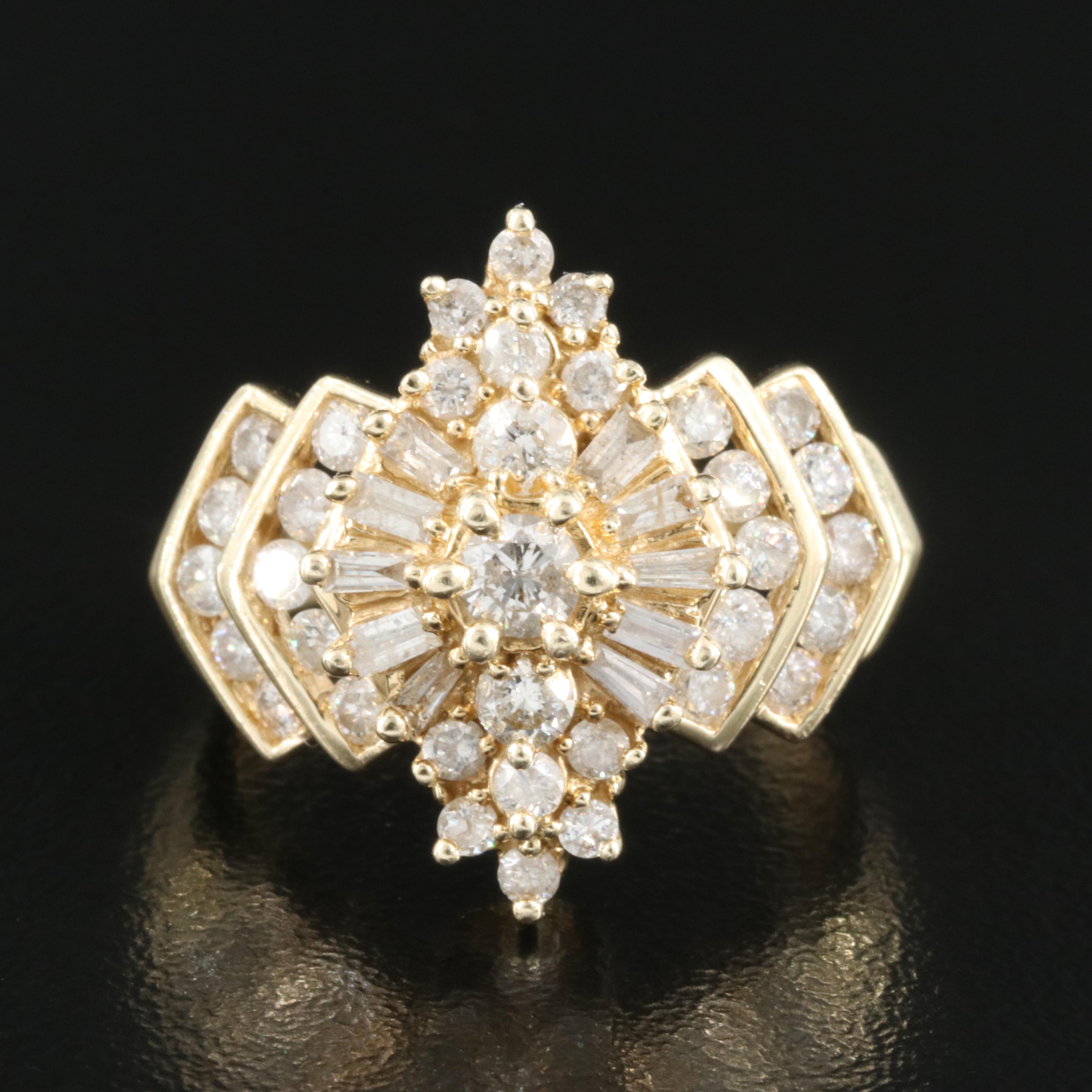 14K 1.45 CTW Diamond Ring with Stepped Shoulders