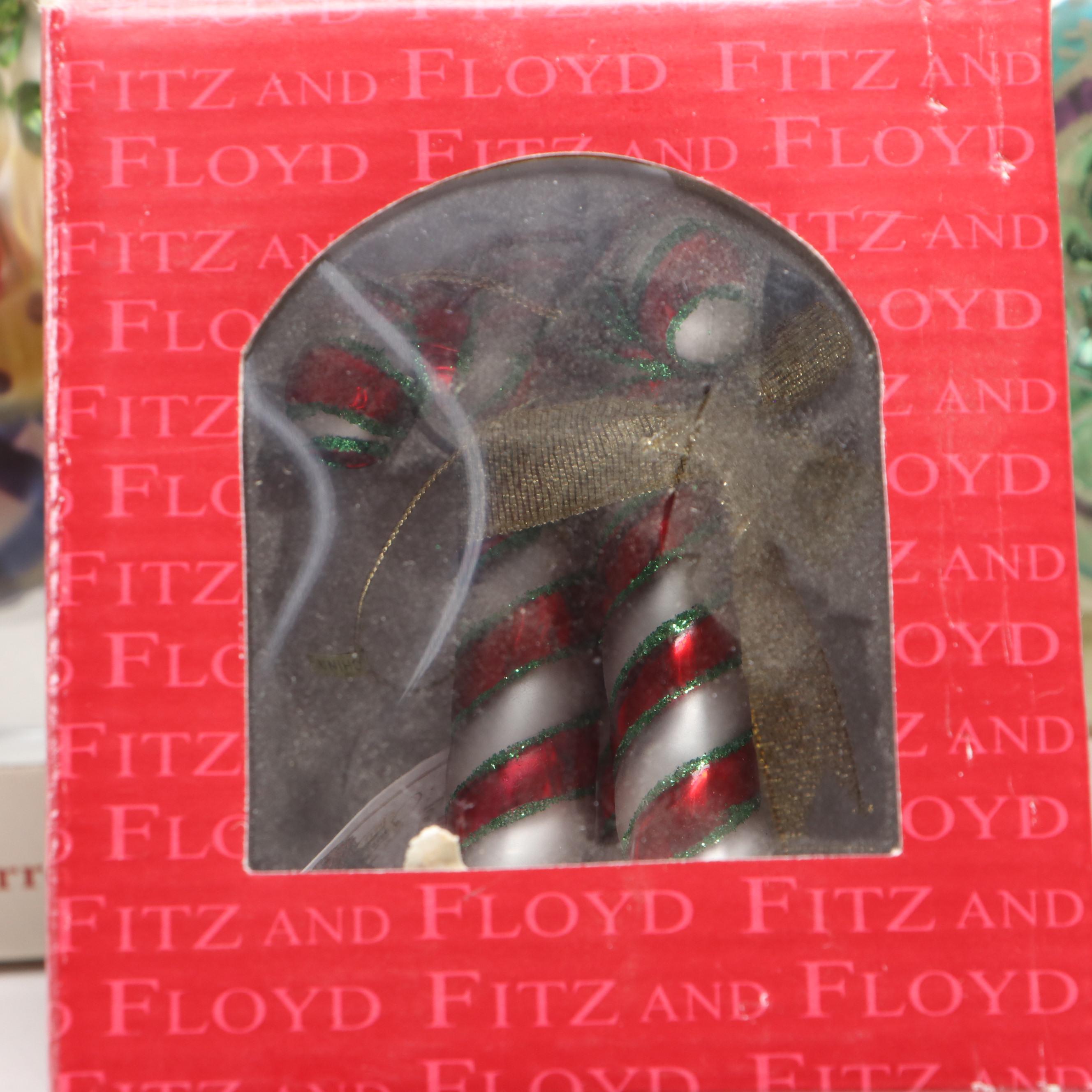 Fitz and Floyd Silvered Glass Christmas Ornaments