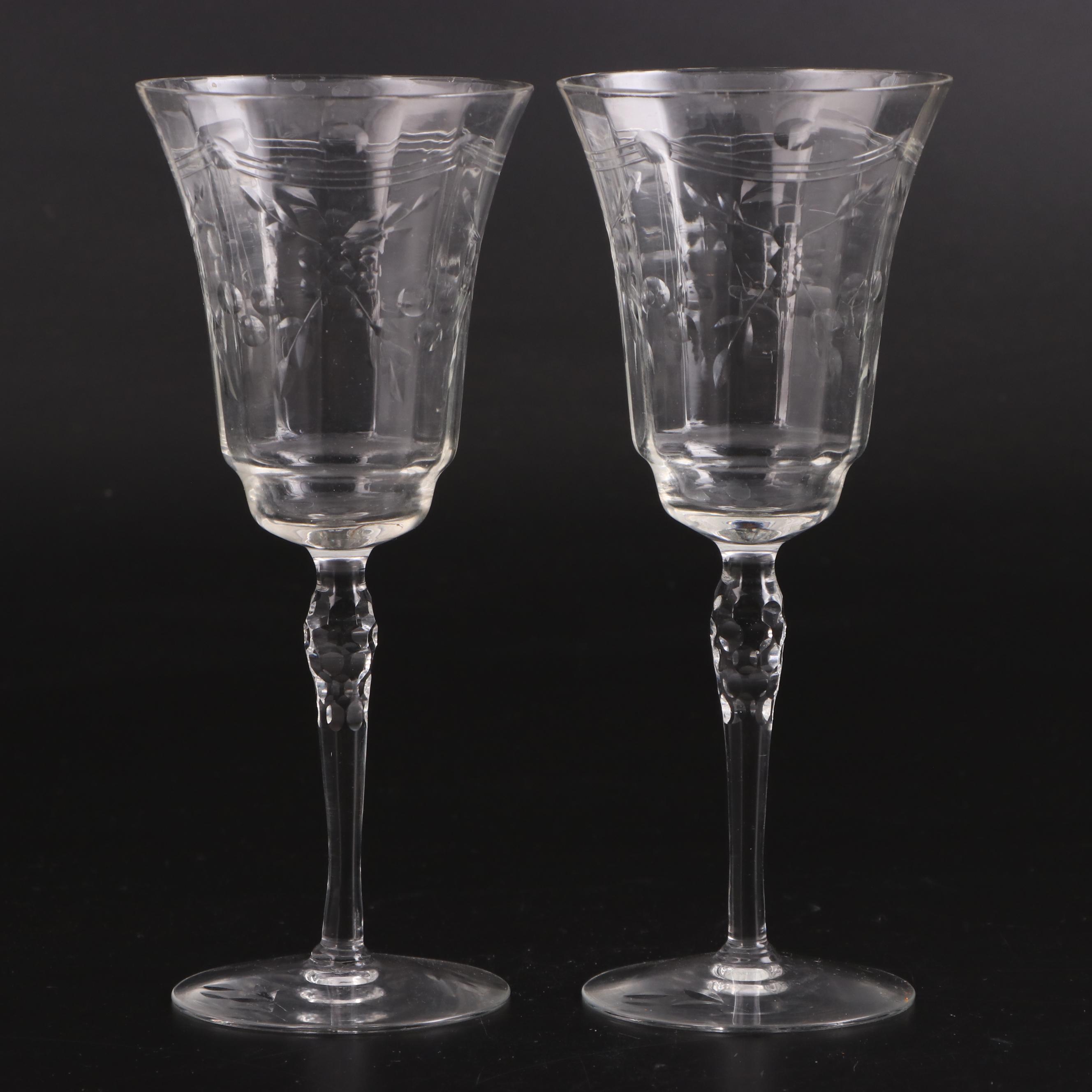 Waterford Crystal "Peace" Toasting Flutes with Other Champagne and Water Goblets