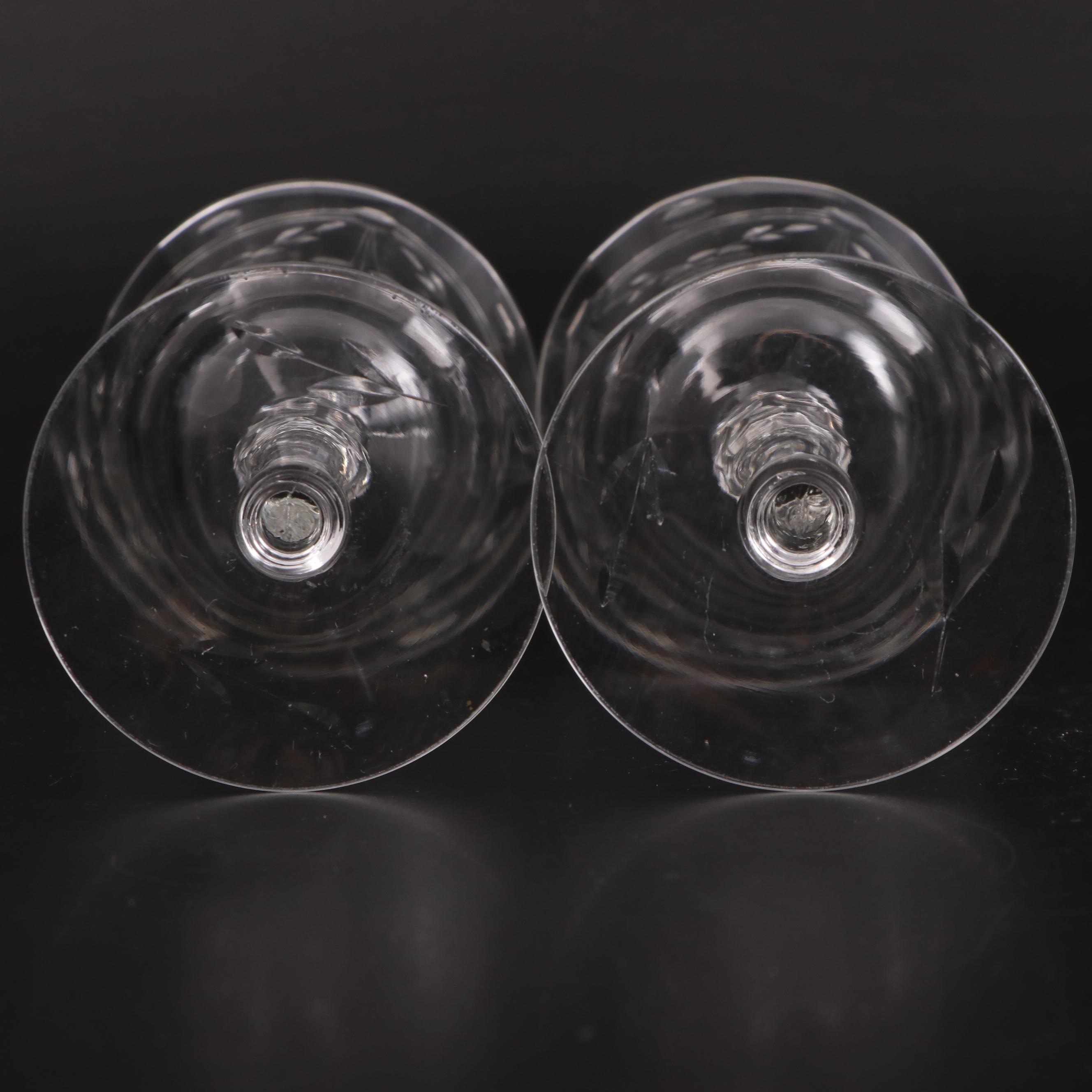 Waterford Crystal "Peace" Toasting Flutes with Other Champagne and Water Goblets