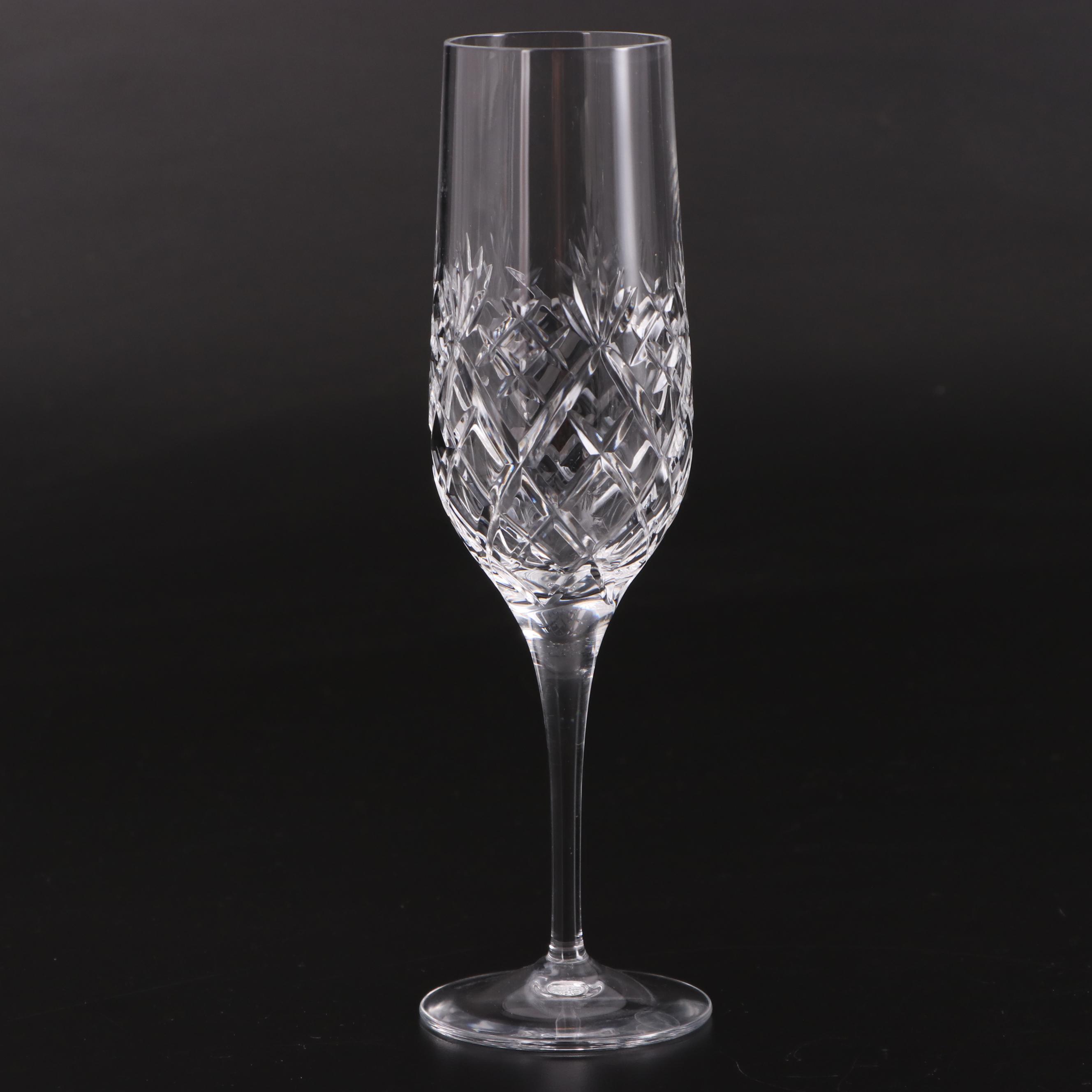 Waterford Crystal "Peace" Toasting Flutes with Other Champagne and Water Goblets