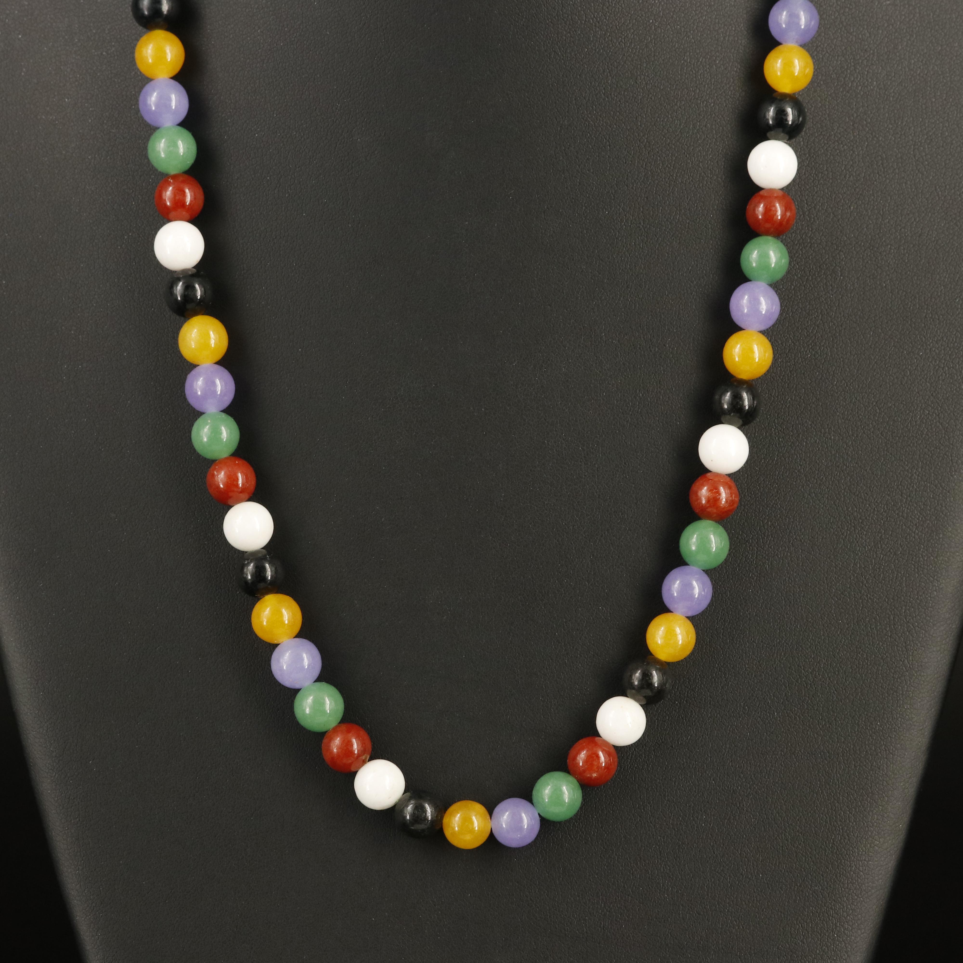Jadeite Beaded Necklace with 14K Clasp