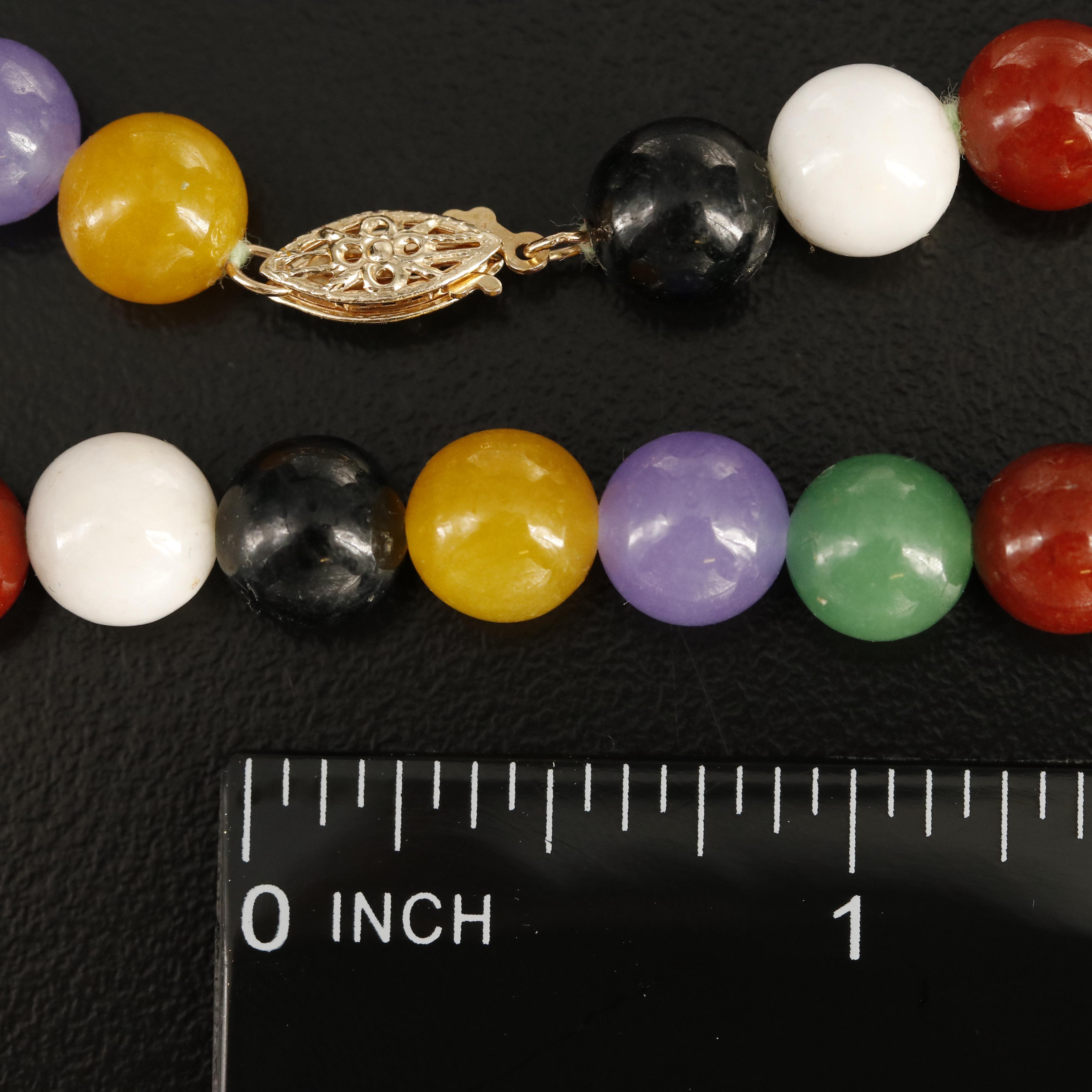 Jadeite Beaded Necklace with 14K Clasp