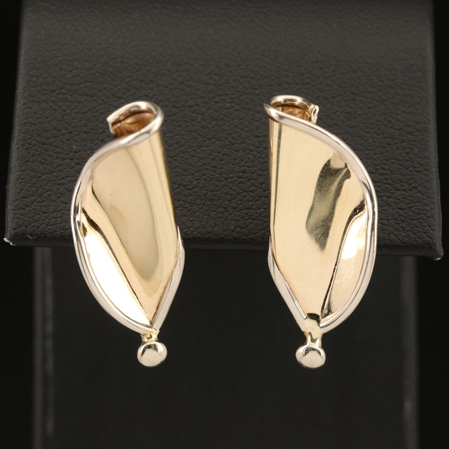 Italian 14K Scroll Drop Earrings