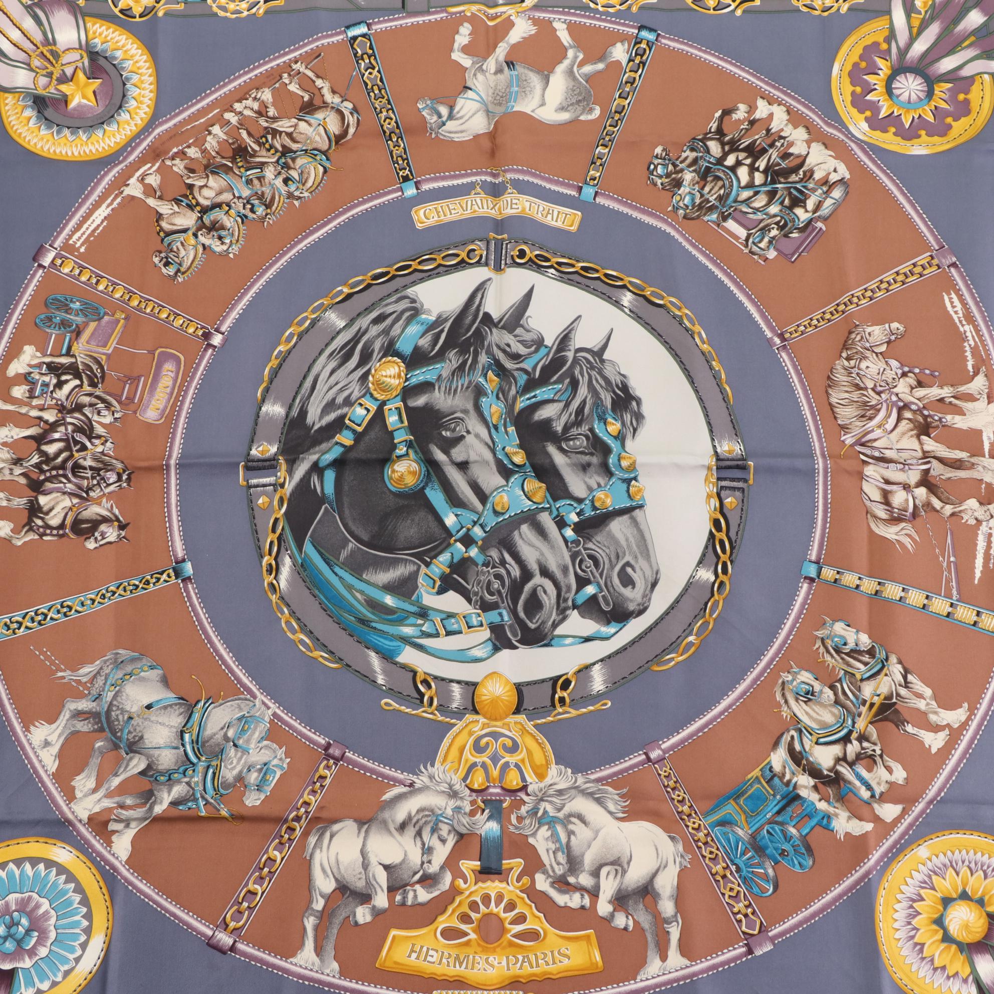 Hermès "Chevaux de Trait" Silk Twill Scarf