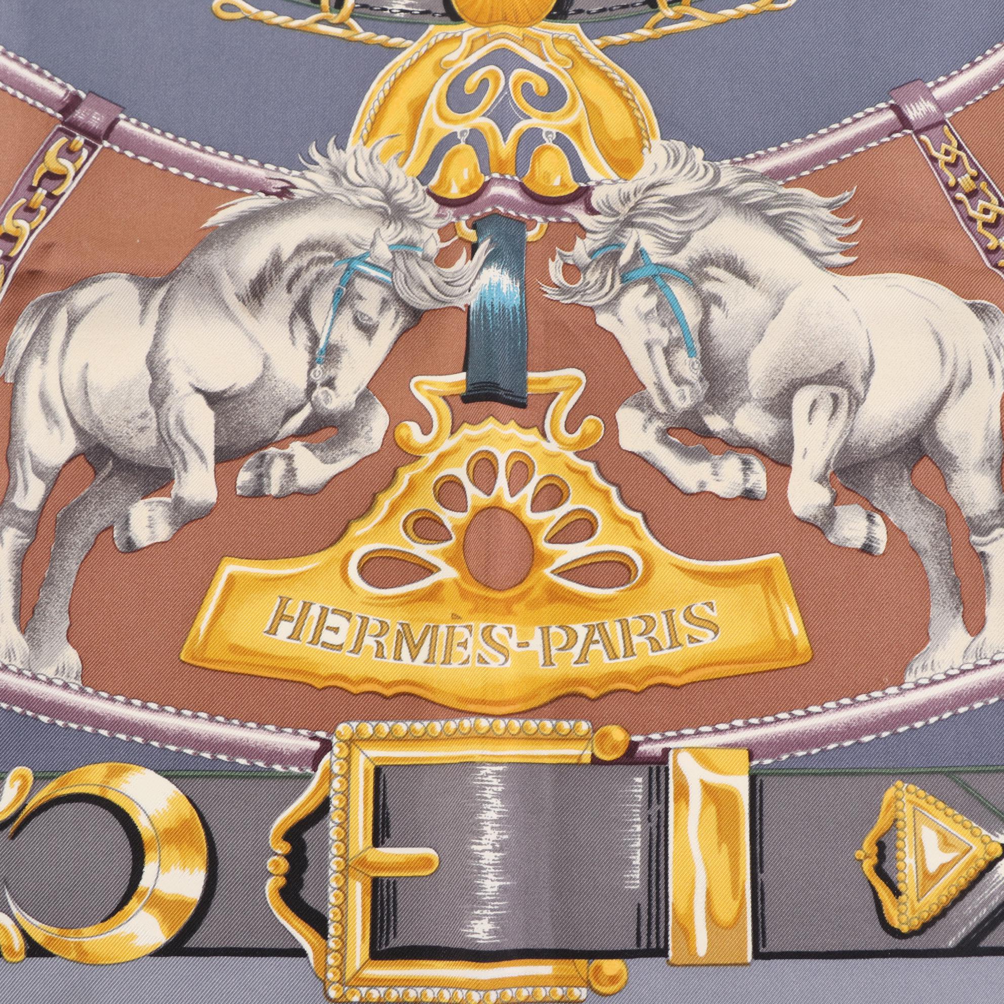 Hermès "Chevaux de Trait" Silk Twill Scarf