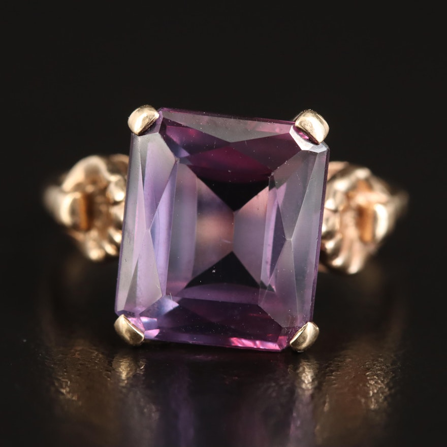 Art Nouveau 10K Color Change Sapphire Ring