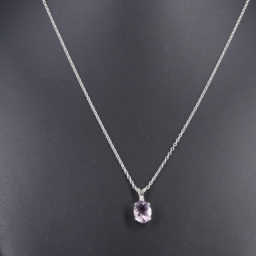 Sterling Silver Amethyst Pendant Necklace