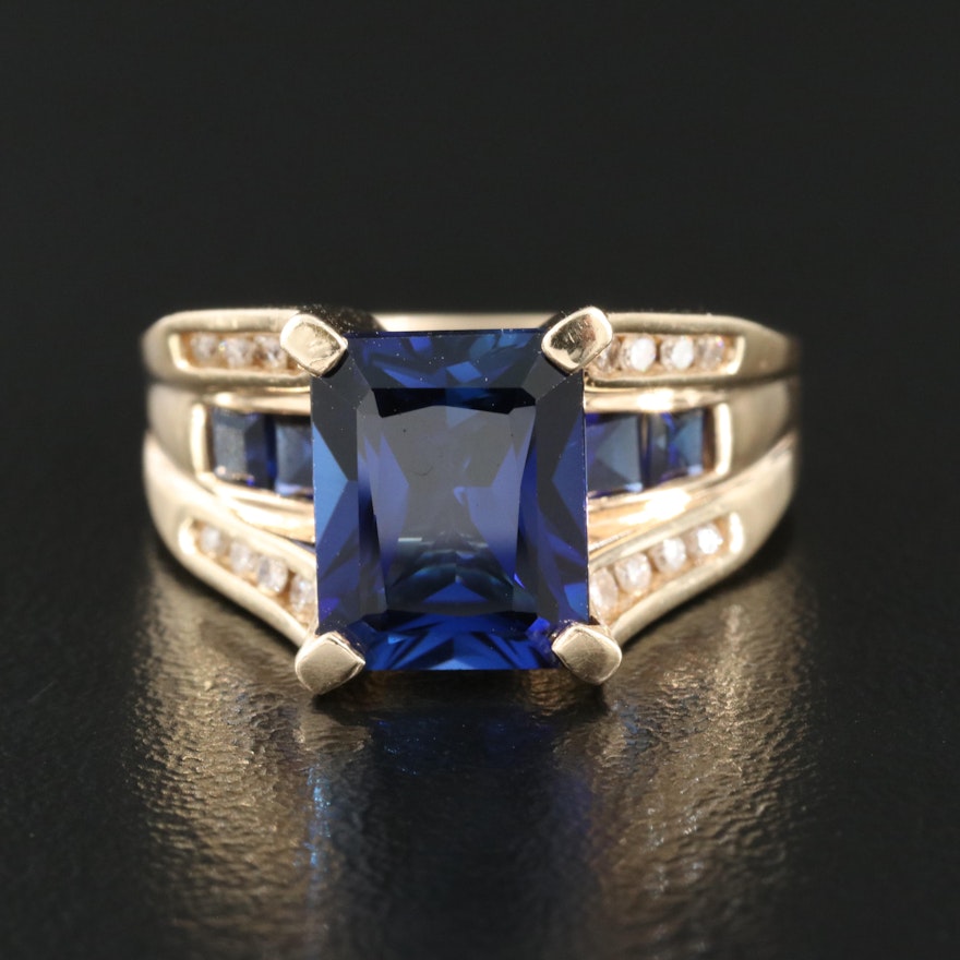 10K Sapphire and Diamond Ring