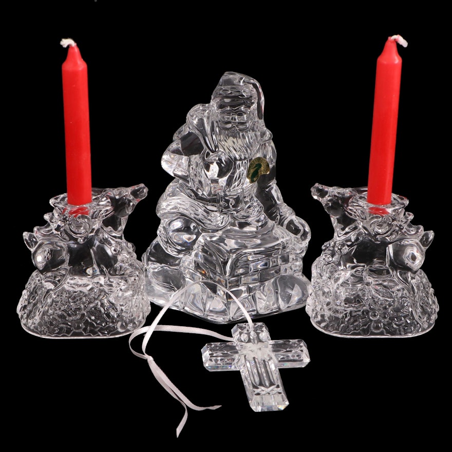 Marquis by Waterford Crystal Reindeer Candlesticks with Other Christmas Décor