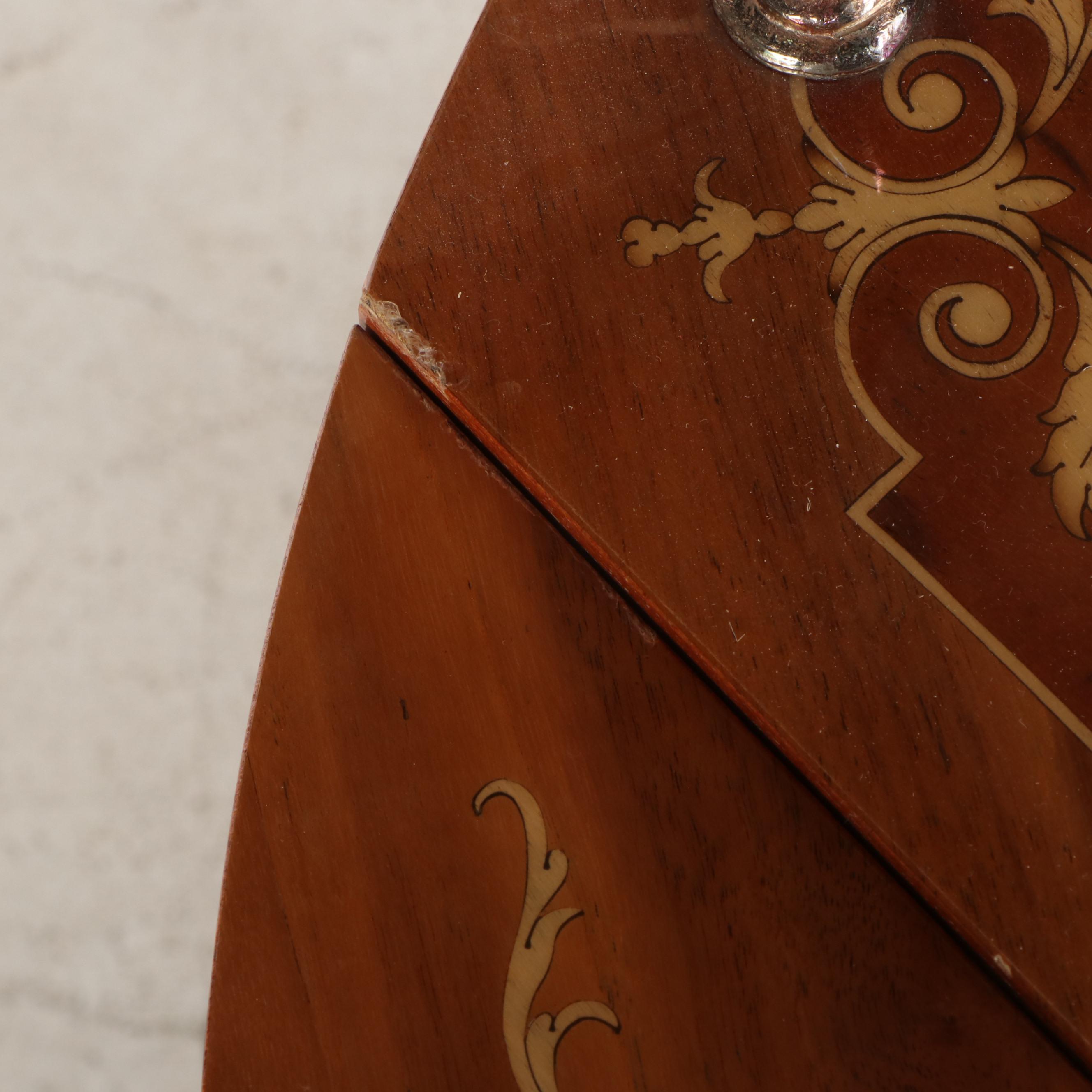 Italian Inlaid Walnut Serving Cart, Mid-20th Century