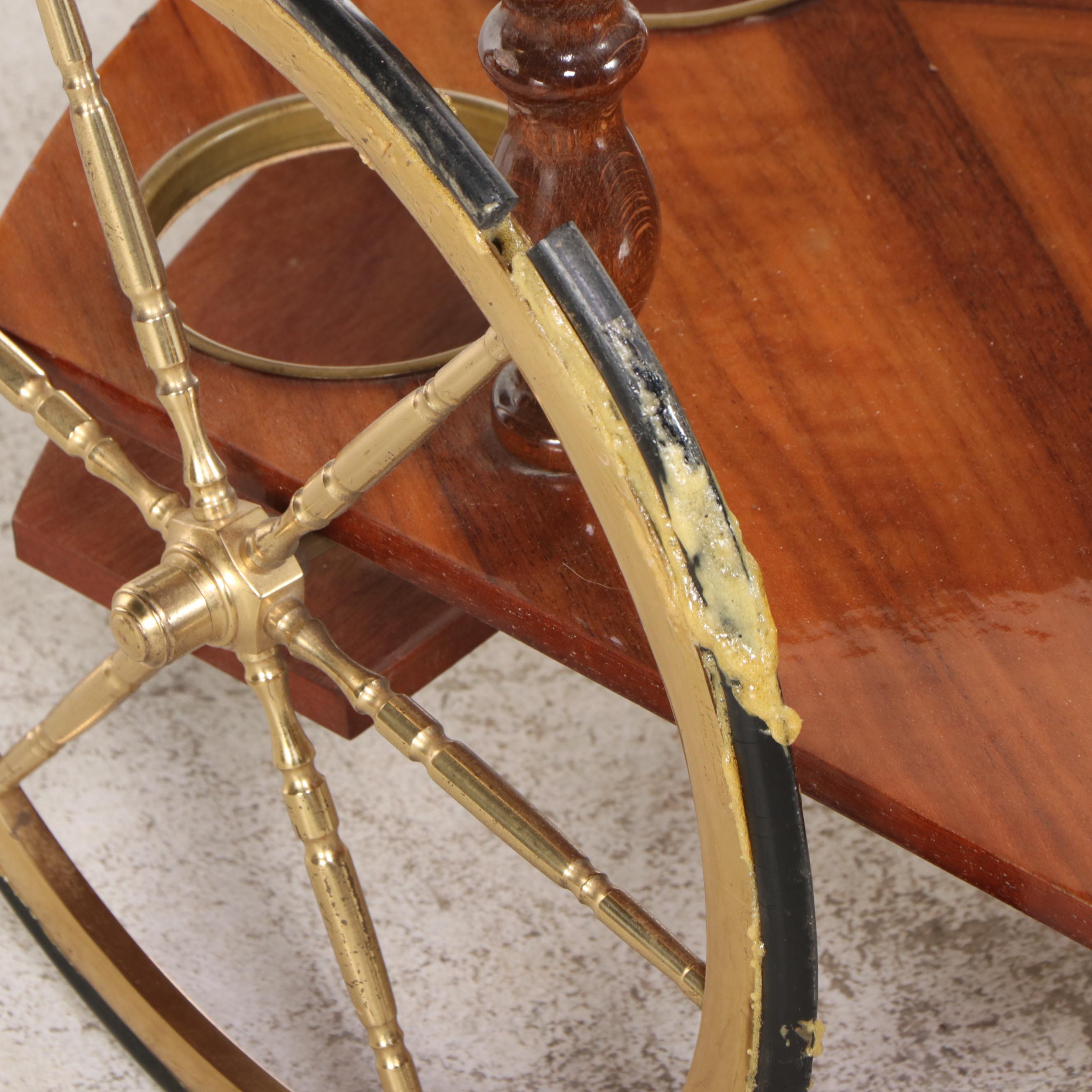 Italian Inlaid Walnut Serving Cart, Mid-20th Century