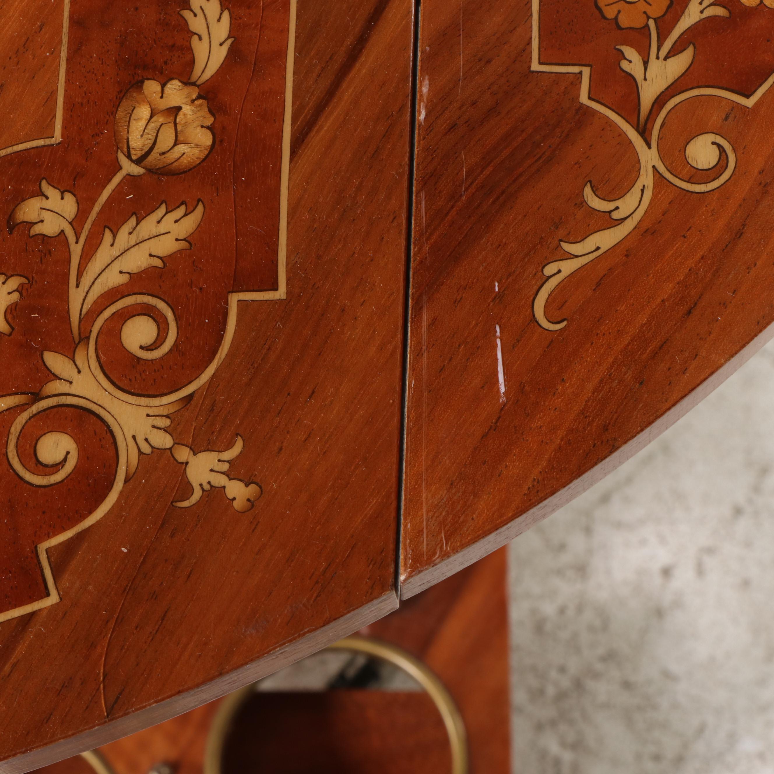 Italian Inlaid Walnut Serving Cart, Mid-20th Century