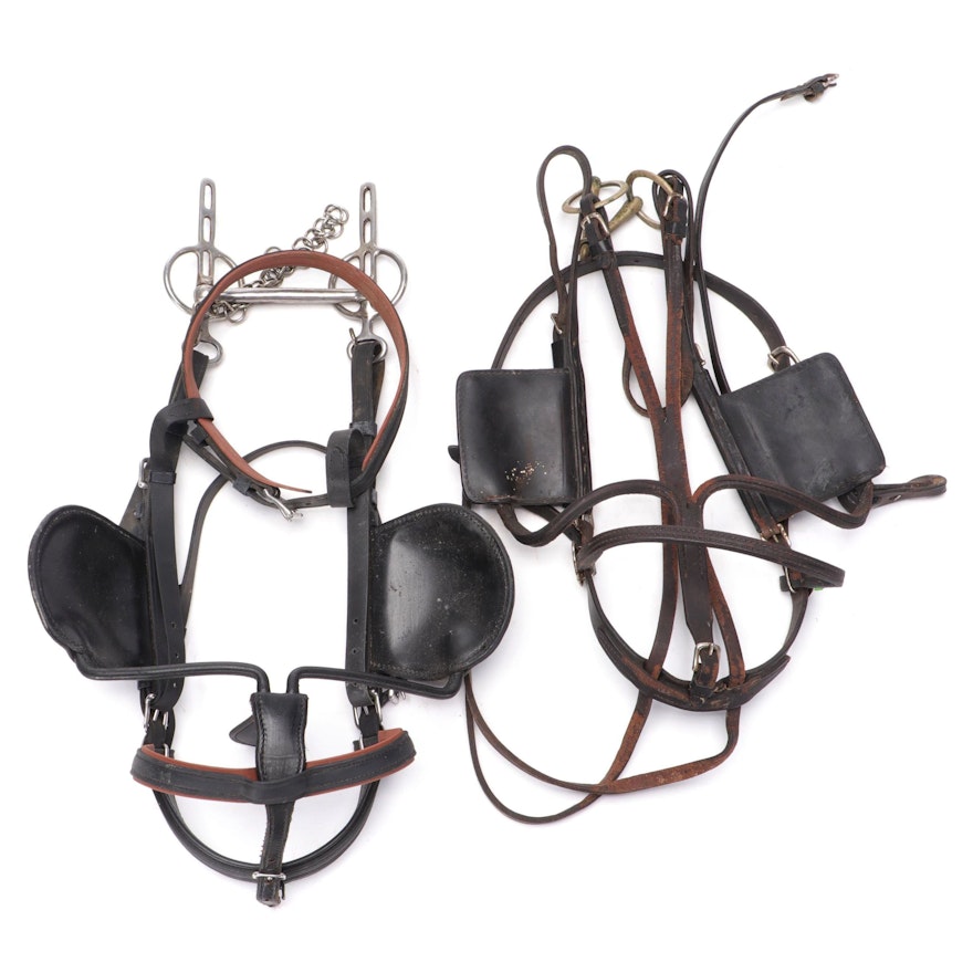 Leather Equestrian Harness Driving Bridles and Bits