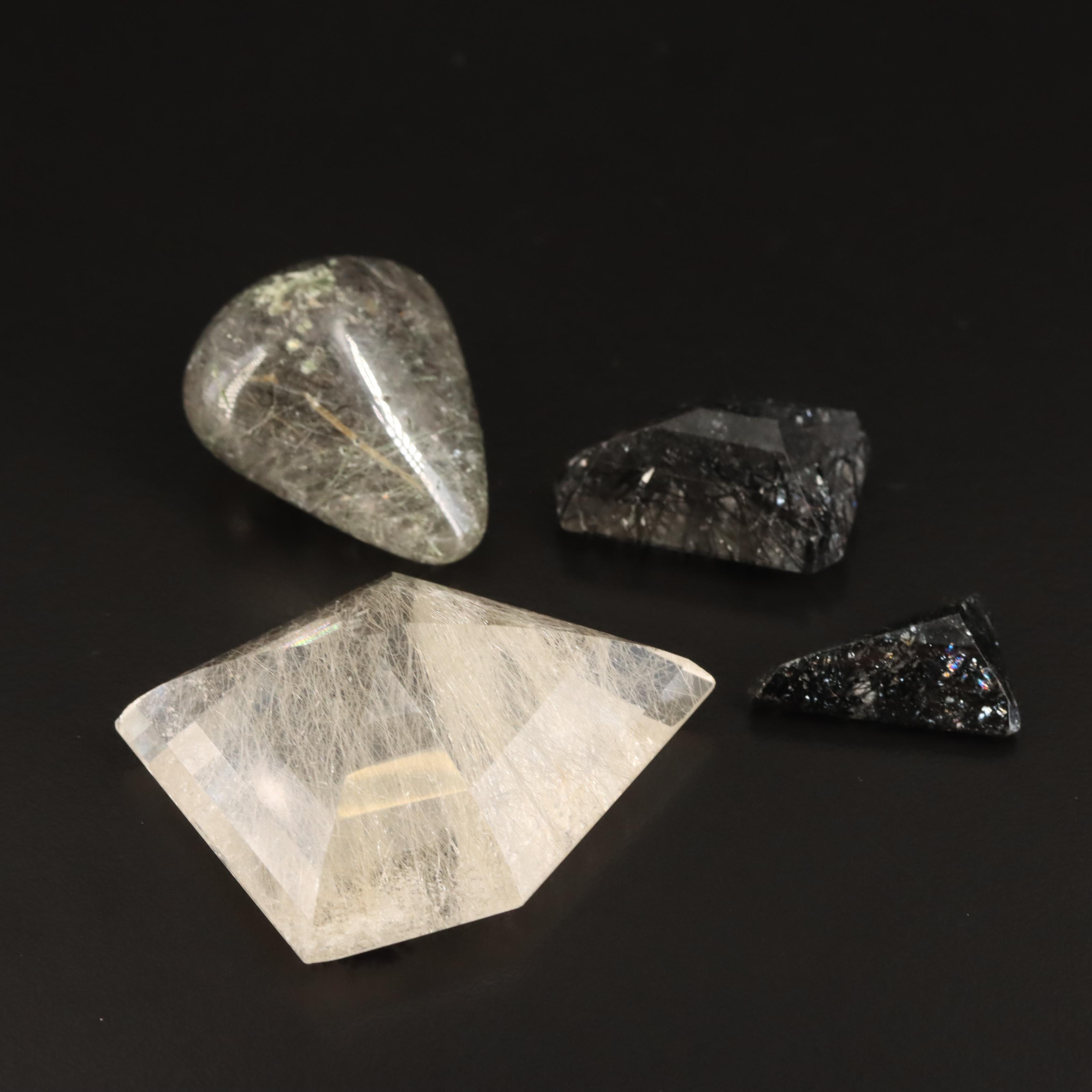 Loose 215.42 CTW Rutilated Quartz and Sagenitic Quartz Selection