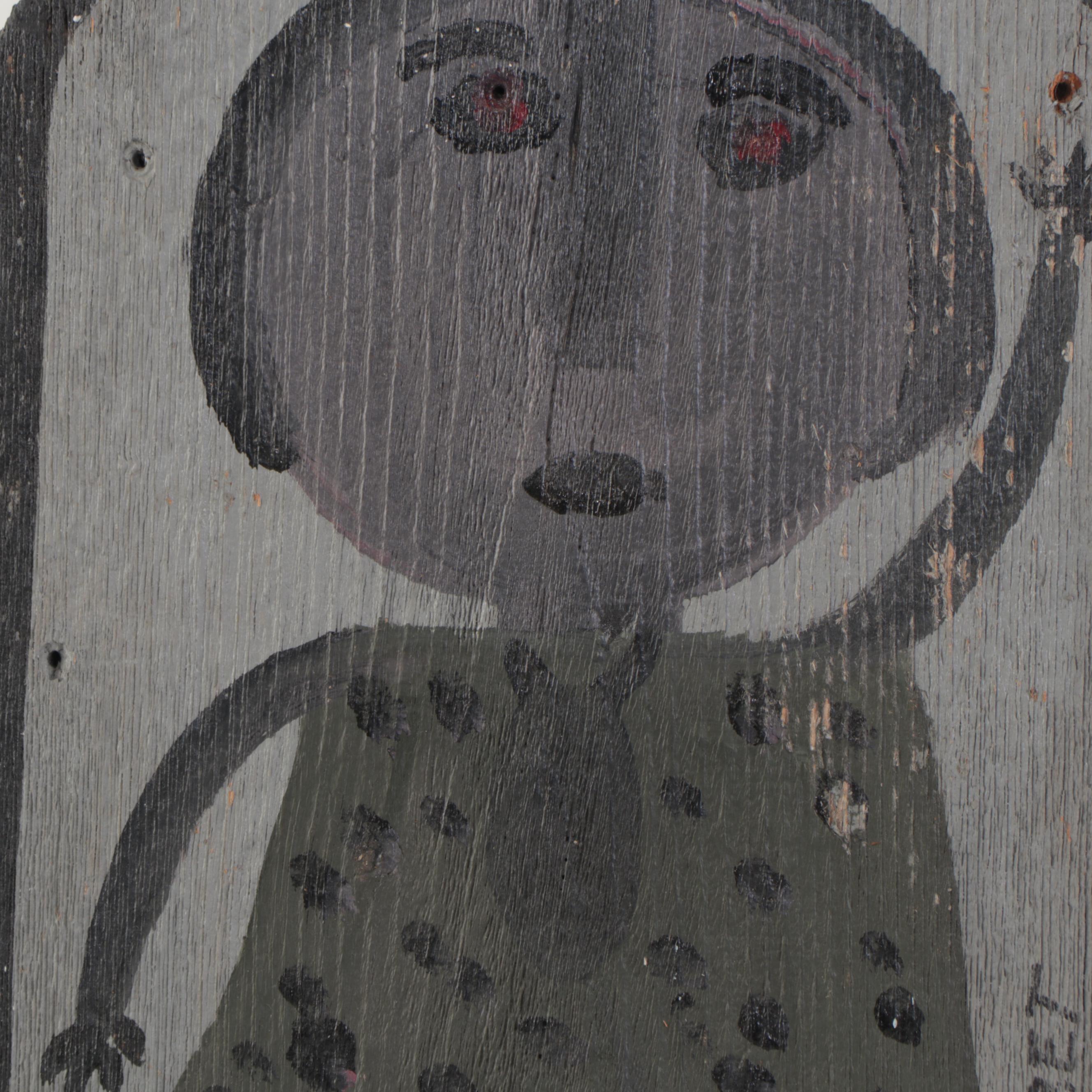 Mose Tolliver Folk Art Painting of Figure, Possibly Artist's Wife